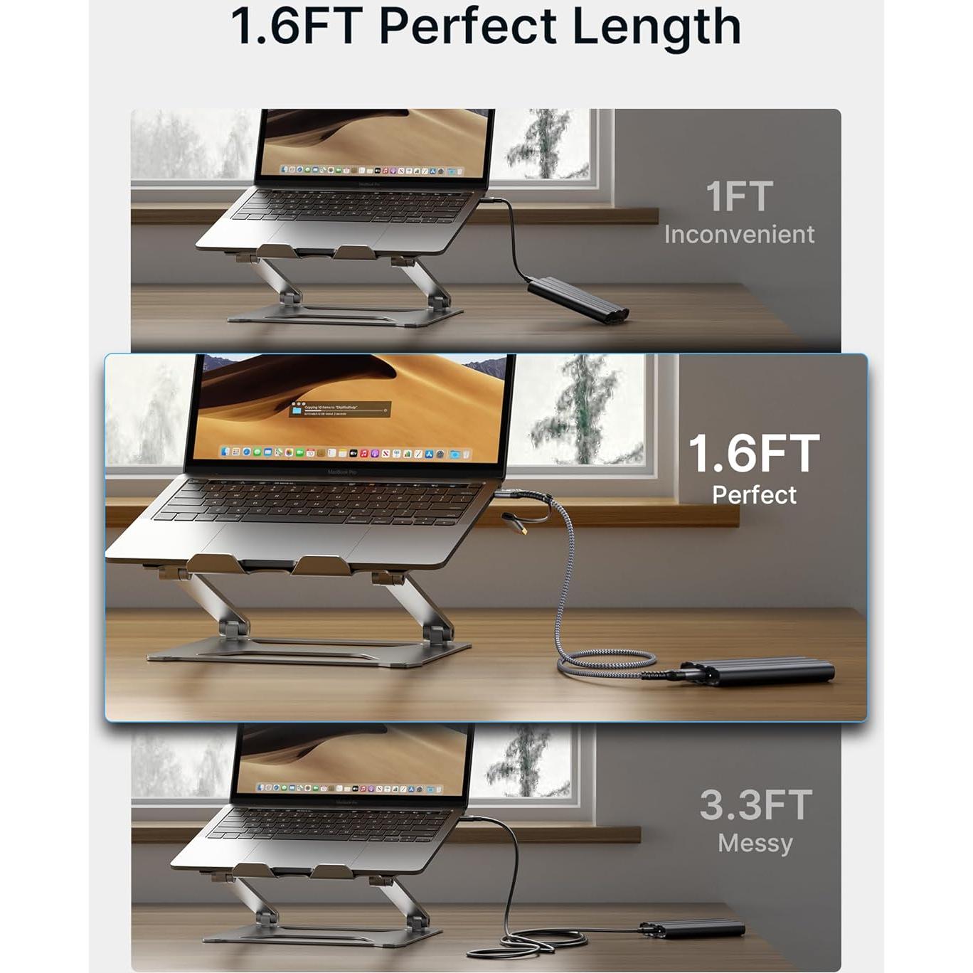 Cable de Disco Duro JSAUX 0.49m Micro B a USB C/A 20Gbps