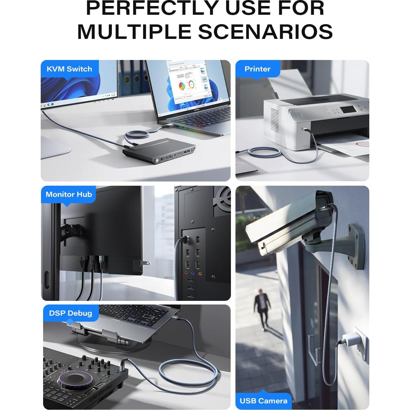Cable USB A a A Macho AINOPE 2.0m Gris - Alta Velocidad 5Gbps