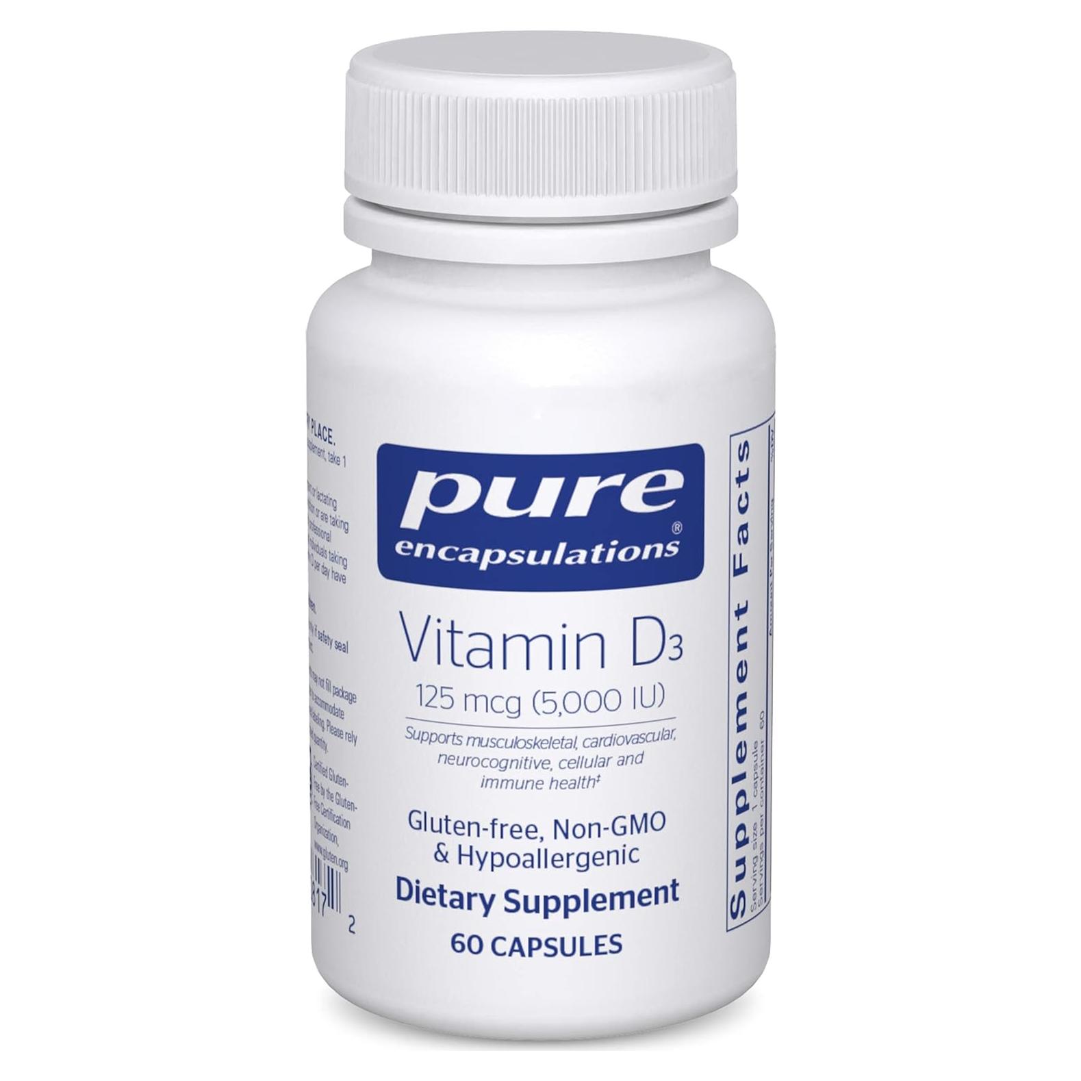 Vitamina D3 125 mcg Pure Encapsulations - 60 Cápsulas