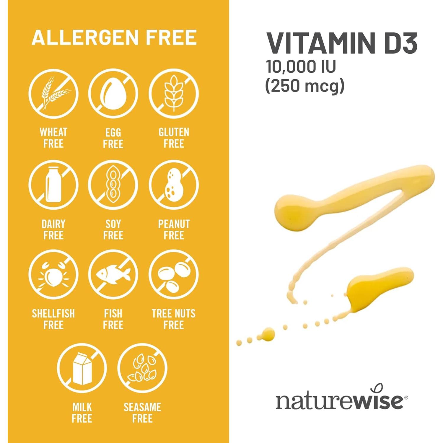 NatureWise Vitamina D3 10,000UI 30 Mini Softgels - Soporte Inmunológico