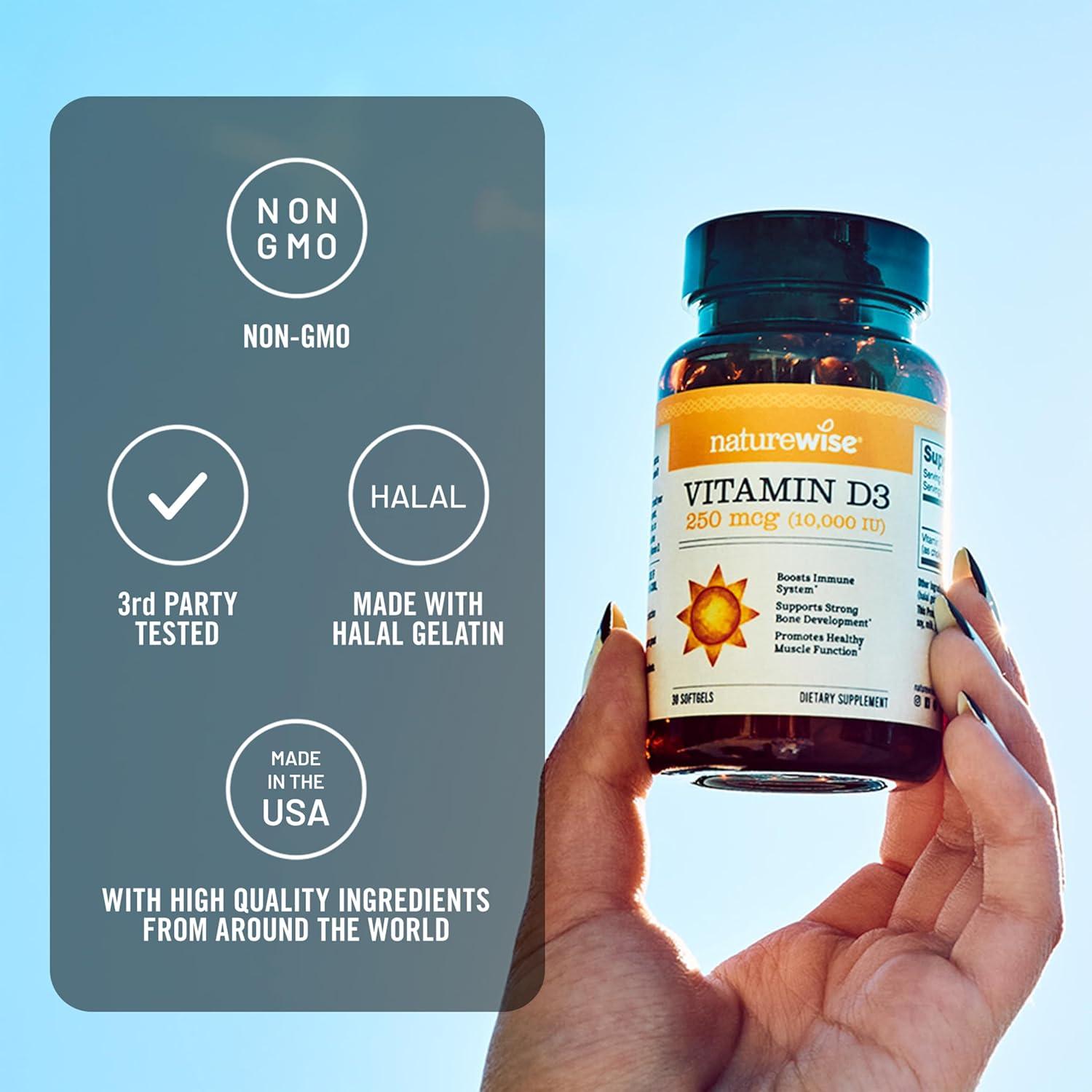 NatureWise Vitamina D3 10,000UI 30 Mini Softgels - Soporte Inmunológico