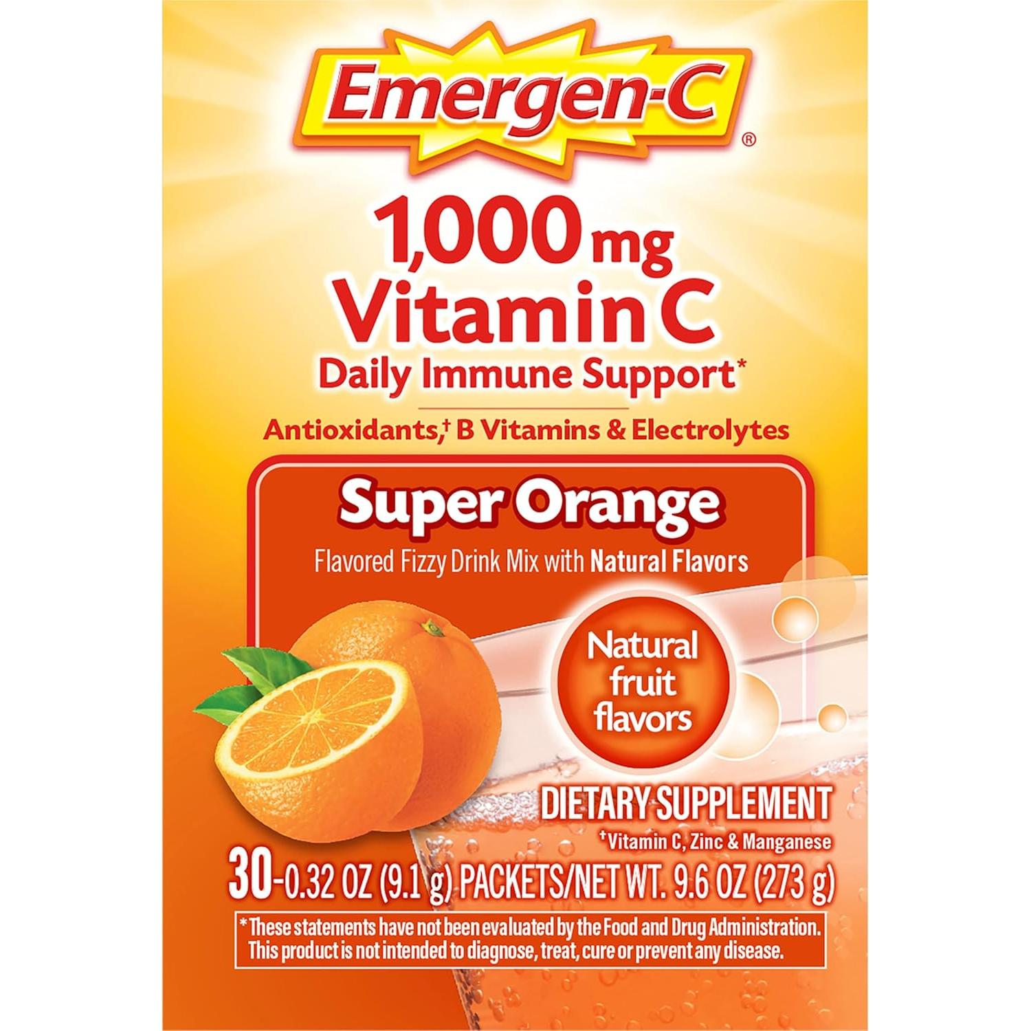 Emergen-C 1000mg Polvo Vitamina C Naranja Super 30 Sobres
