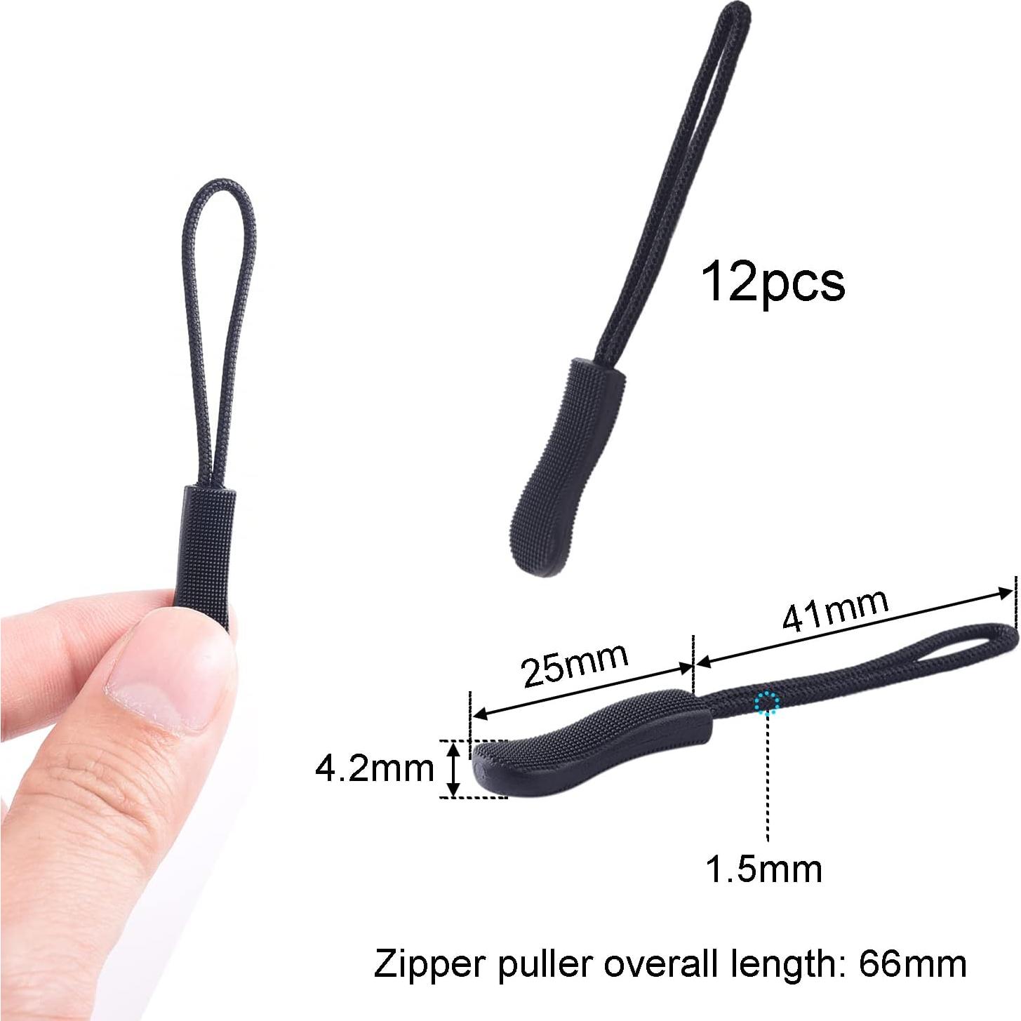 CooBigo 12 Pack Tiradores de Cremallera Negros - Universal