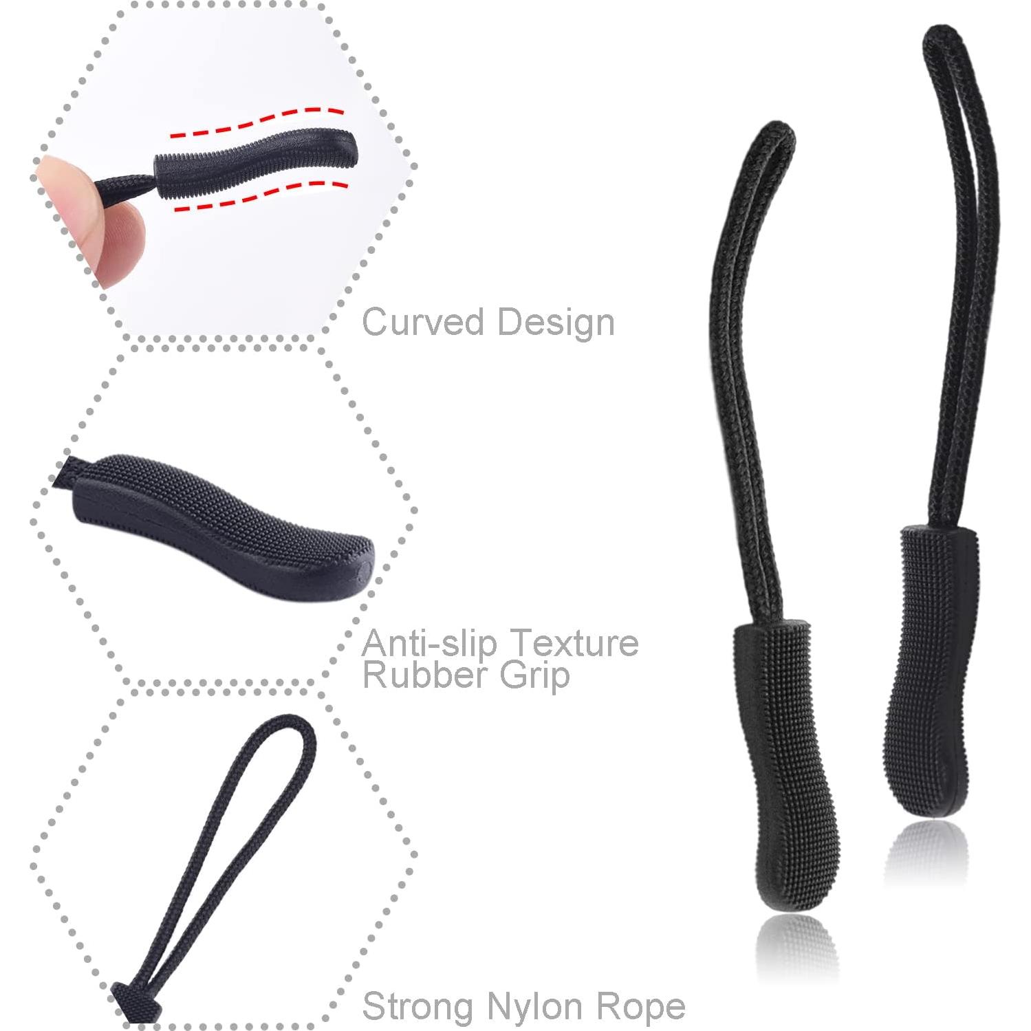 CooBigo 12 Pack Tiradores de Cremallera Negros - Universal