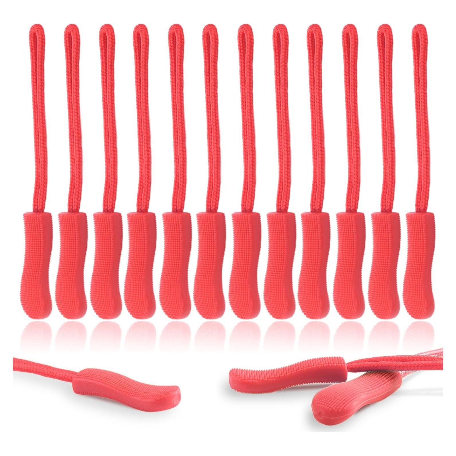 CooBigo 12 Pack Tiradores de Cremallera Rojos - Antideslizantes