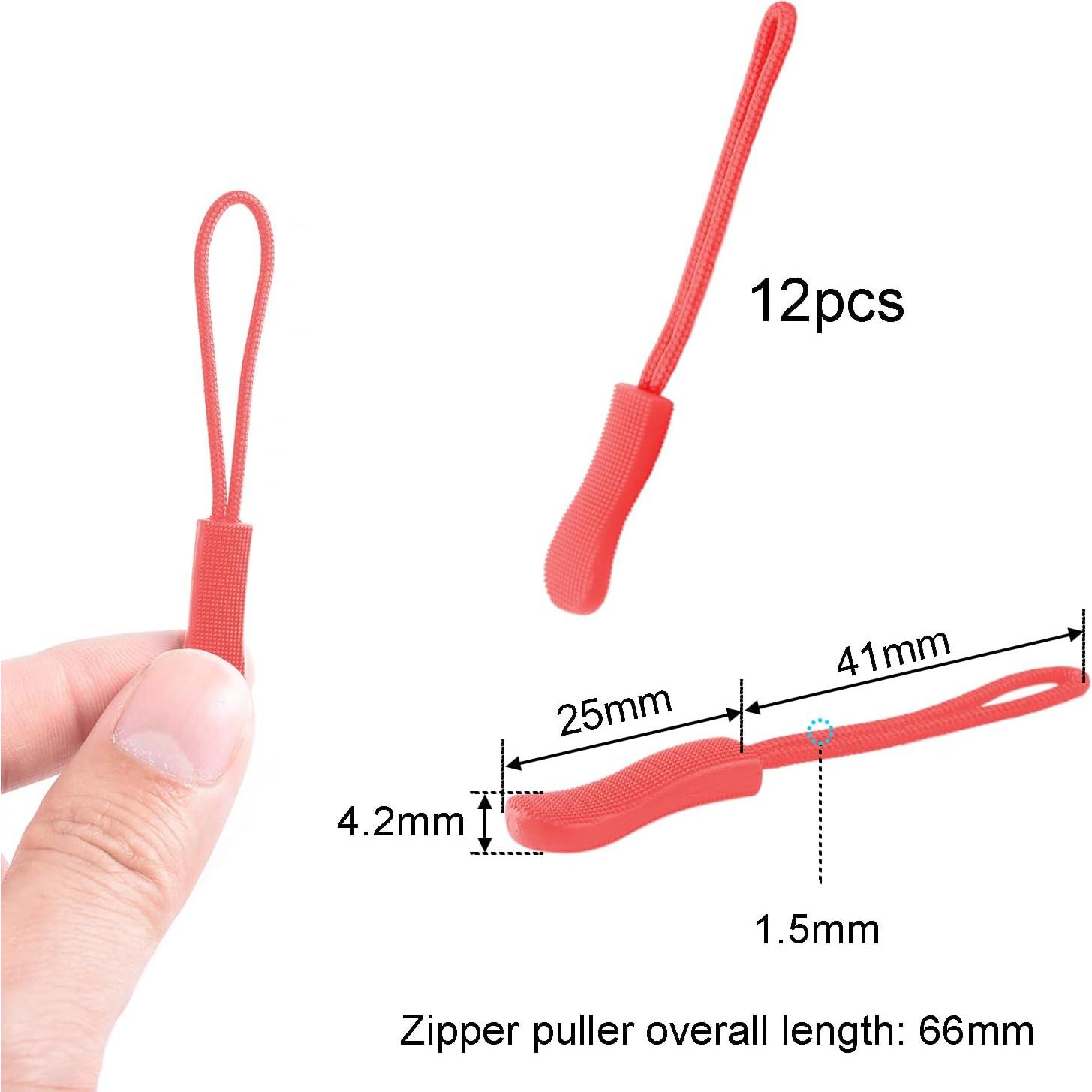 CooBigo 12 Pack Tiradores de Cremallera Rojos - Antideslizantes