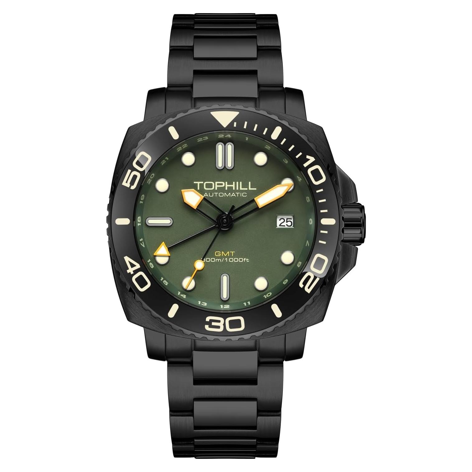 Reloj Automático GMT TOPHILL TL027G Buceo 300M Acero Inoxidable
