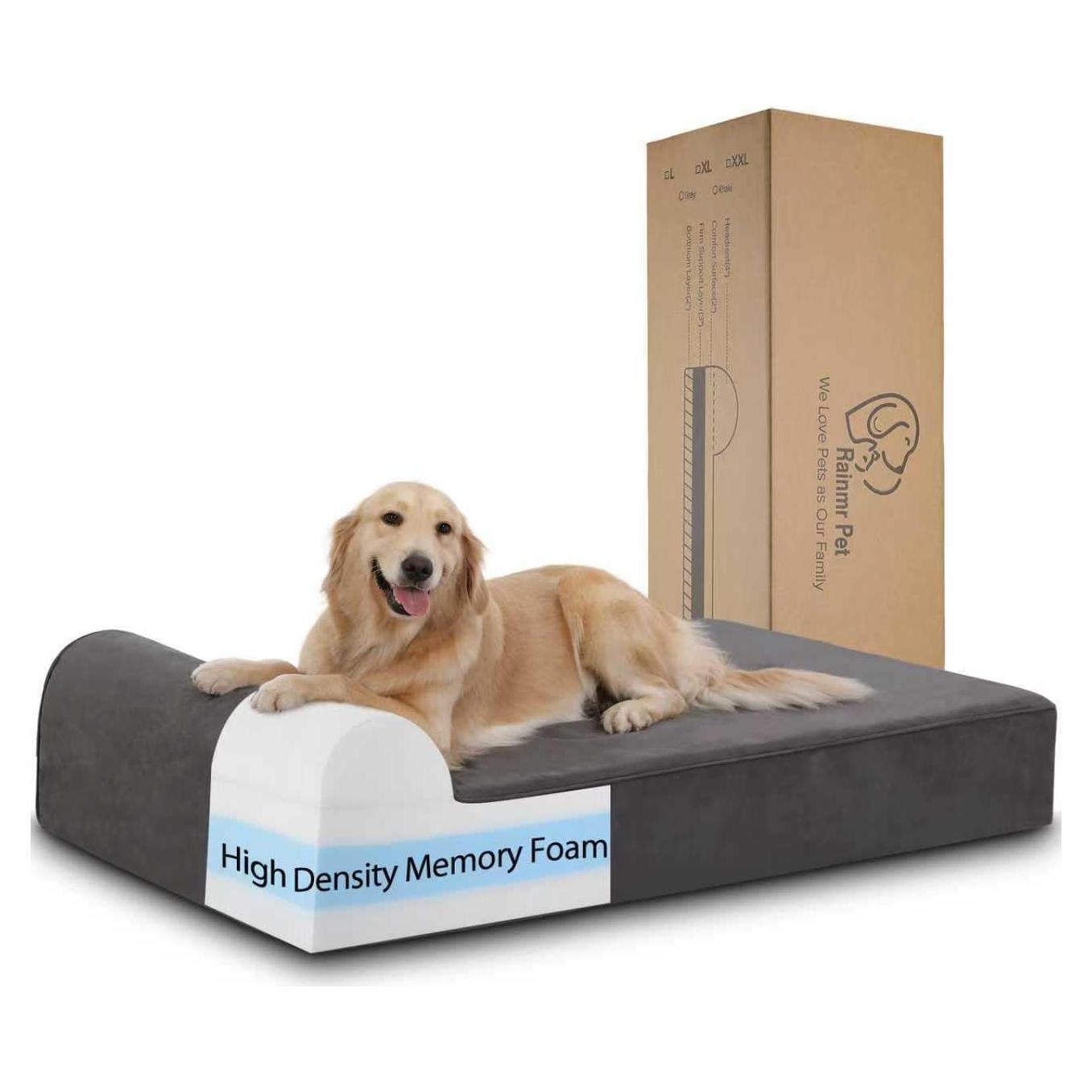 Cama ortopédica para perros grandes Rainmr XL 132x91cm gris