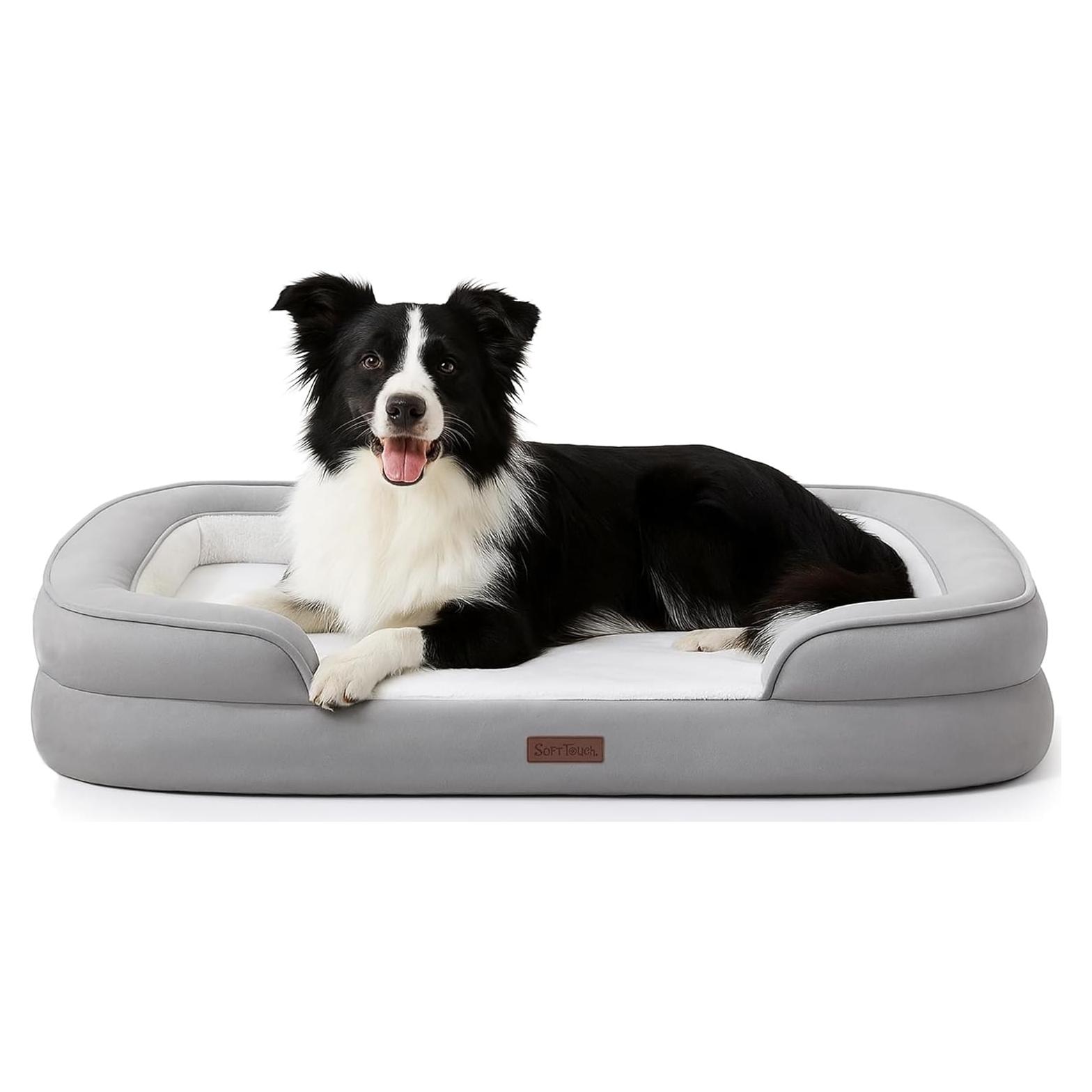 Cama Ortopédica para Perros Grandes Soft Touch 88.9x63.5cm Gris