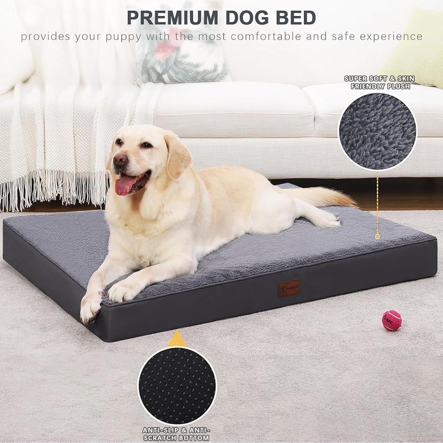 Cama Ortopédica para Perros MIHIKK 89x56cm Impermeable Gris
