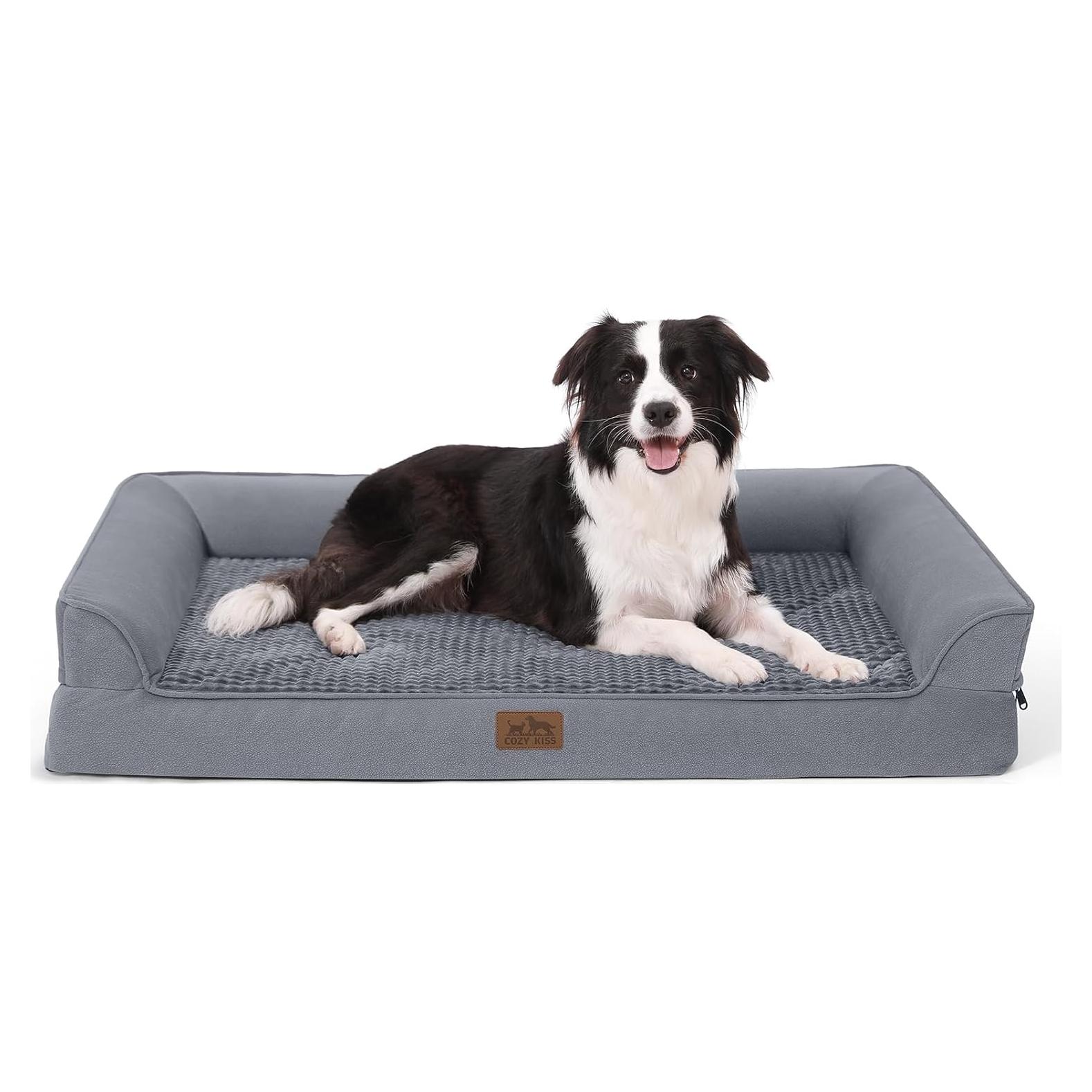 Cama Ortopédica para Perros Grandes COZY KISS 106x76x19 cm Gris