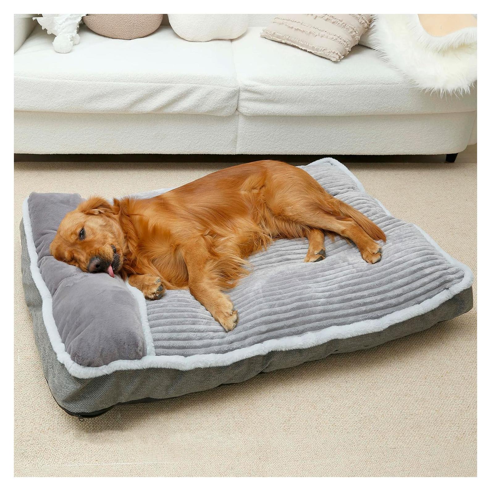 Cama Grande para Perro WINDRACING 101.6x71.1cm Suave Gris