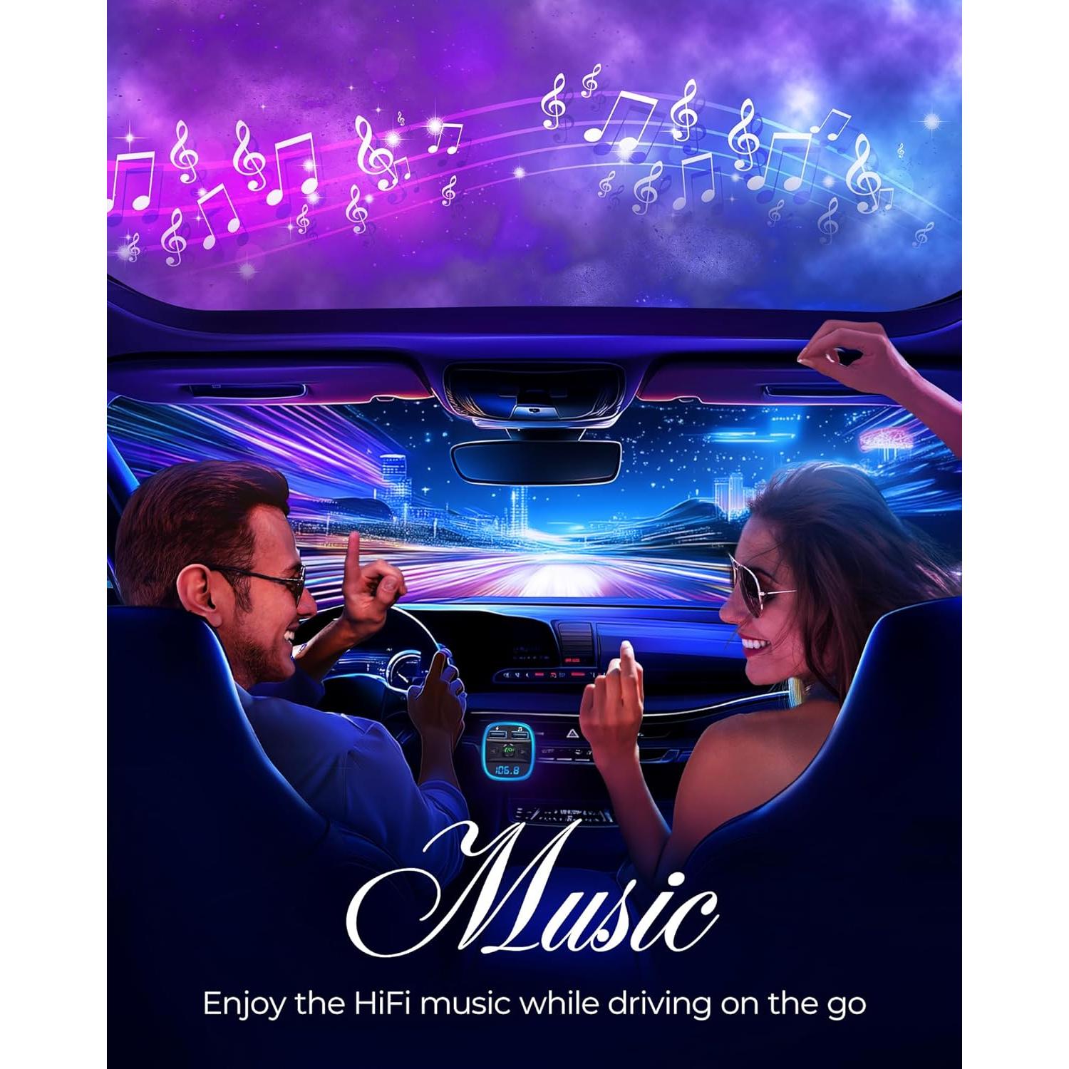 Transmisor FM Inalámbrico LENCENT T25 con Carga USB Doble