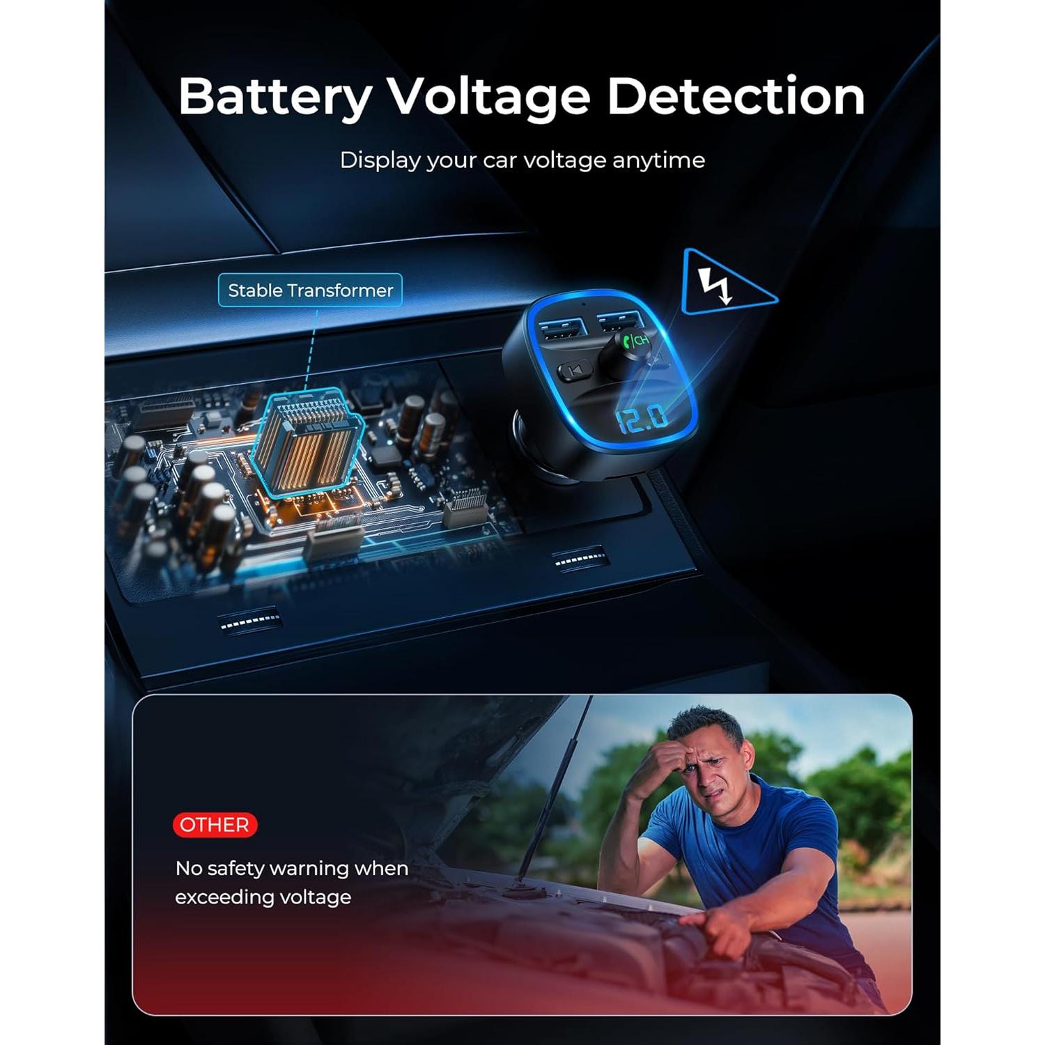 Transmisor FM Inalámbrico LENCENT T25 con Carga USB Doble