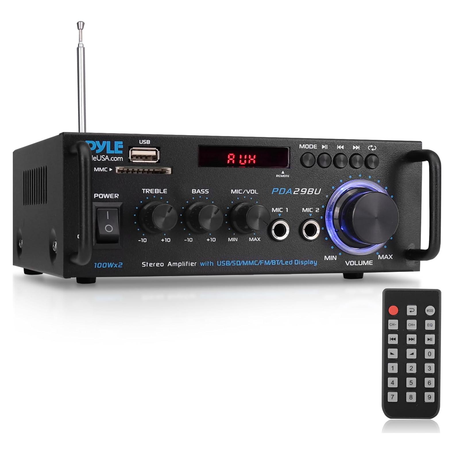 Amplificador Estéreo Bluetooth Pyle PDA29BU.6 200W 2 Canales