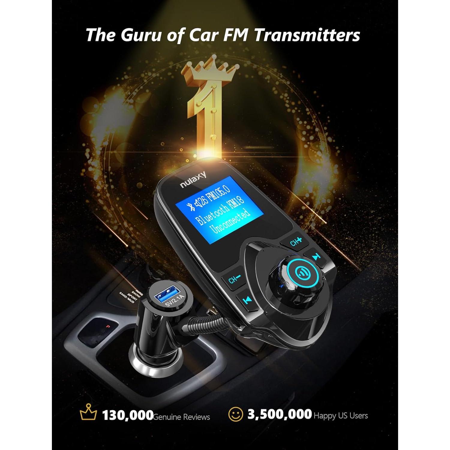 Transmisor FM Bluetooth Nulaxy KM18 con Pantalla 1.44"