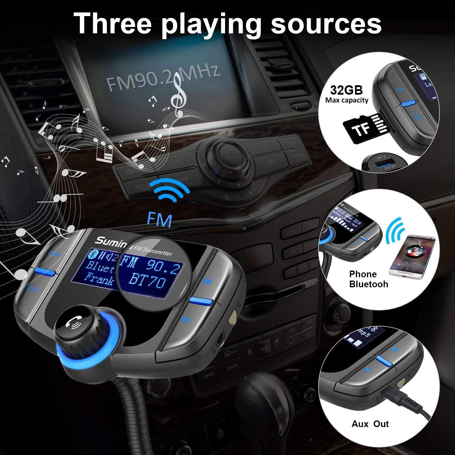 Transmisor FM Bluetooth Sumind BT70B con Pantalla 1.7"
