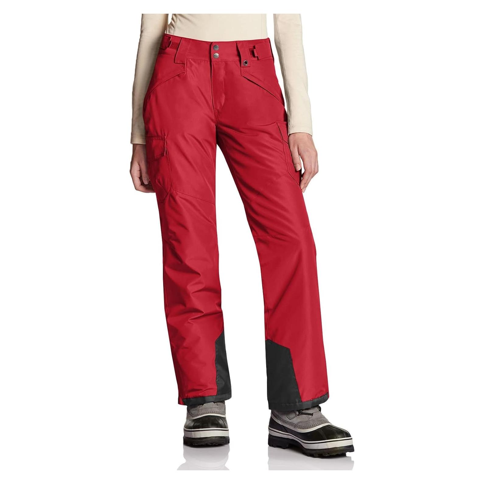 Pantalones de Nieve TSLA para Mujeres X-Large Rojos Impermeables