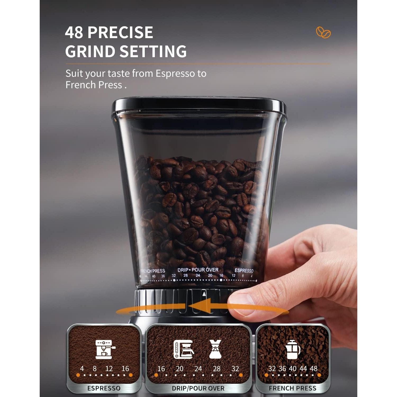 Molinillo de Café Profesional SHARDOR CG203S con 48 Ajustes