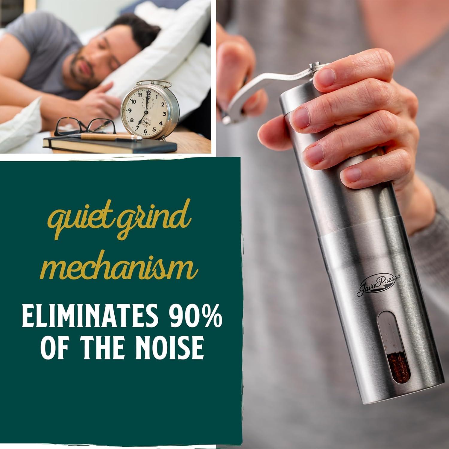 Molino de Café Manual JavaPresse - Acero Inoxidable, 18 Ajustes