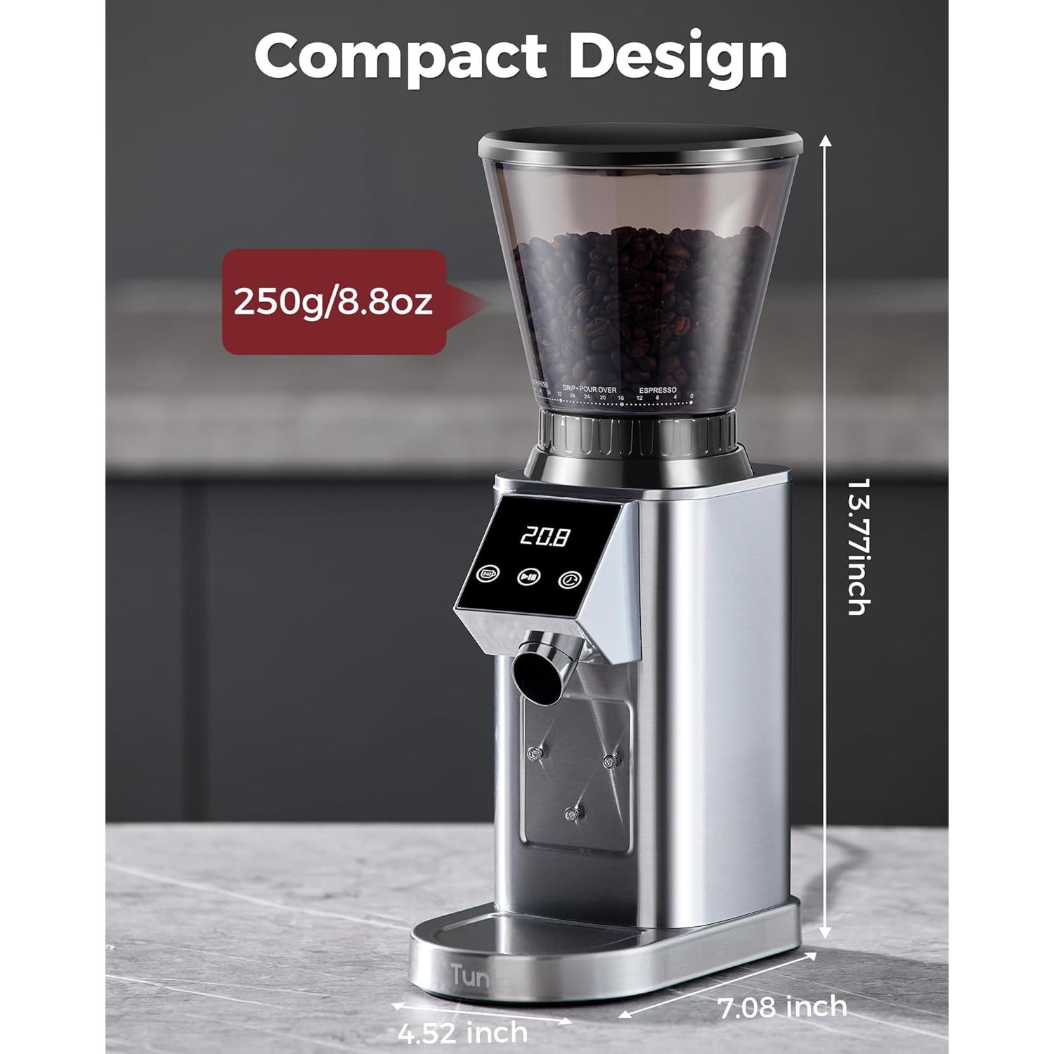 Molinillo de Café Tuni G1 Cónico Antiestático 48 Configuraciones