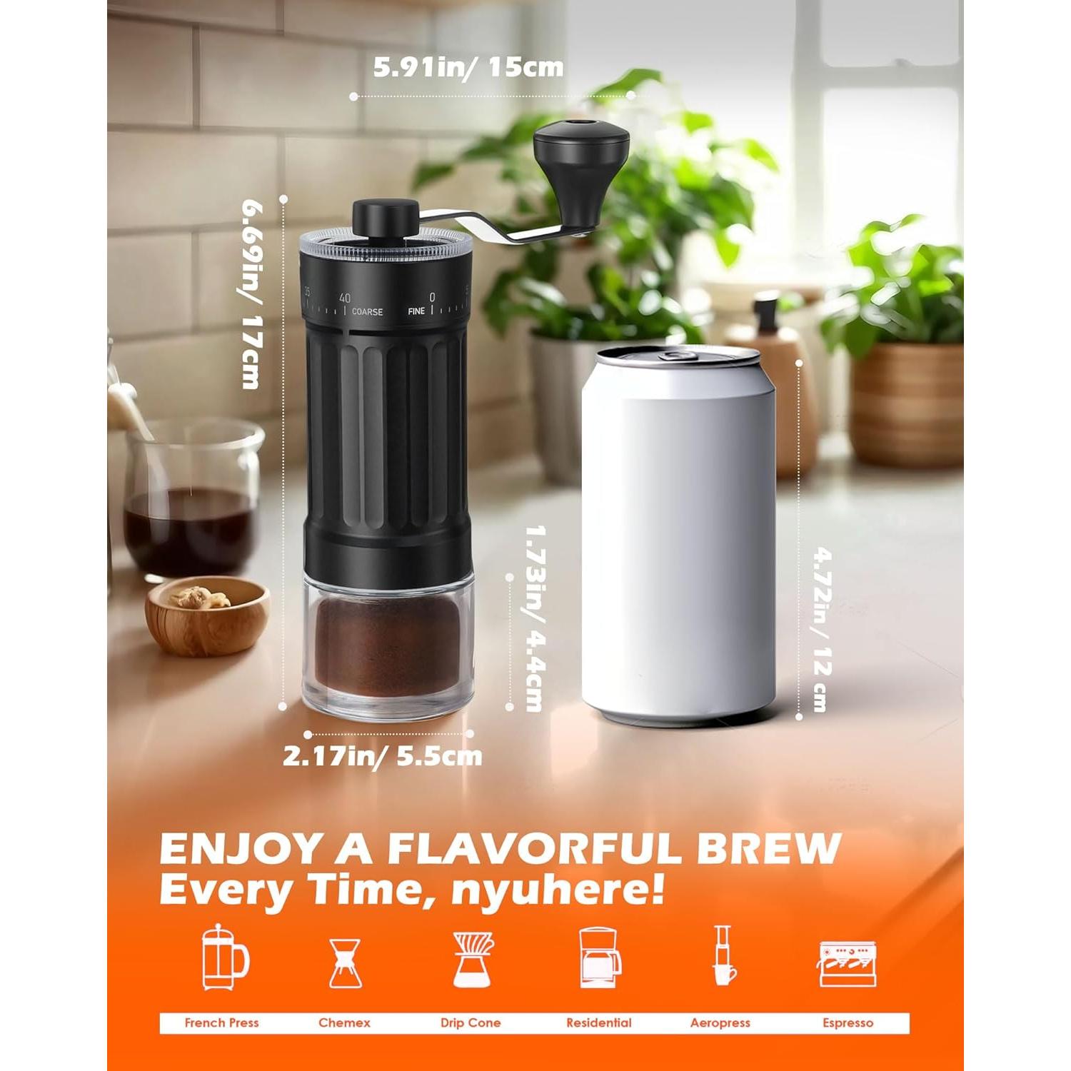 Molino de Café Manual Rsoilch con Muela de Cerámica 40 Ajustes