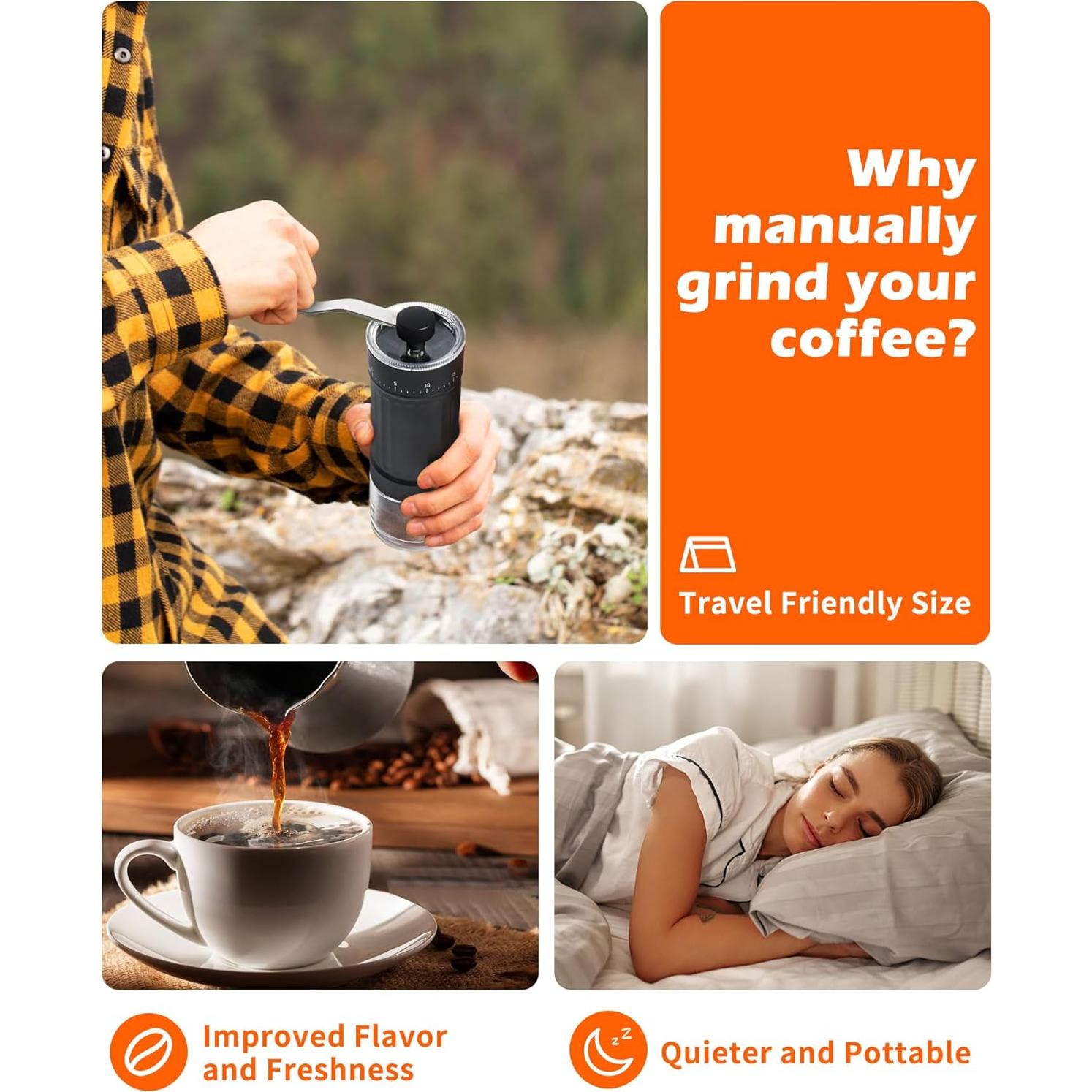 Molino de Café Manual Rsoilch con Muela de Cerámica 40 Ajustes