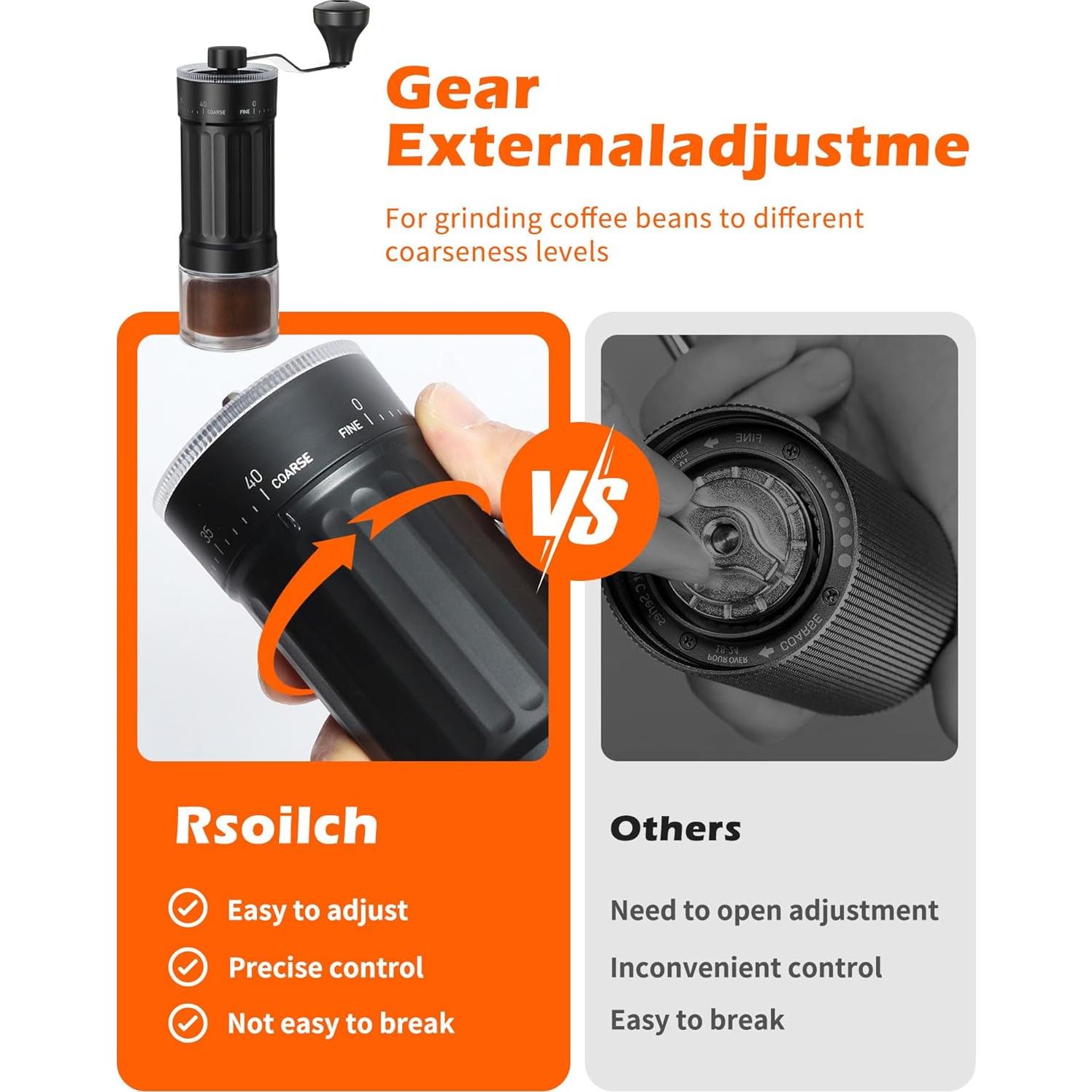 Molino de Café Manual Rsoilch con Muela de Cerámica 40 Ajustes