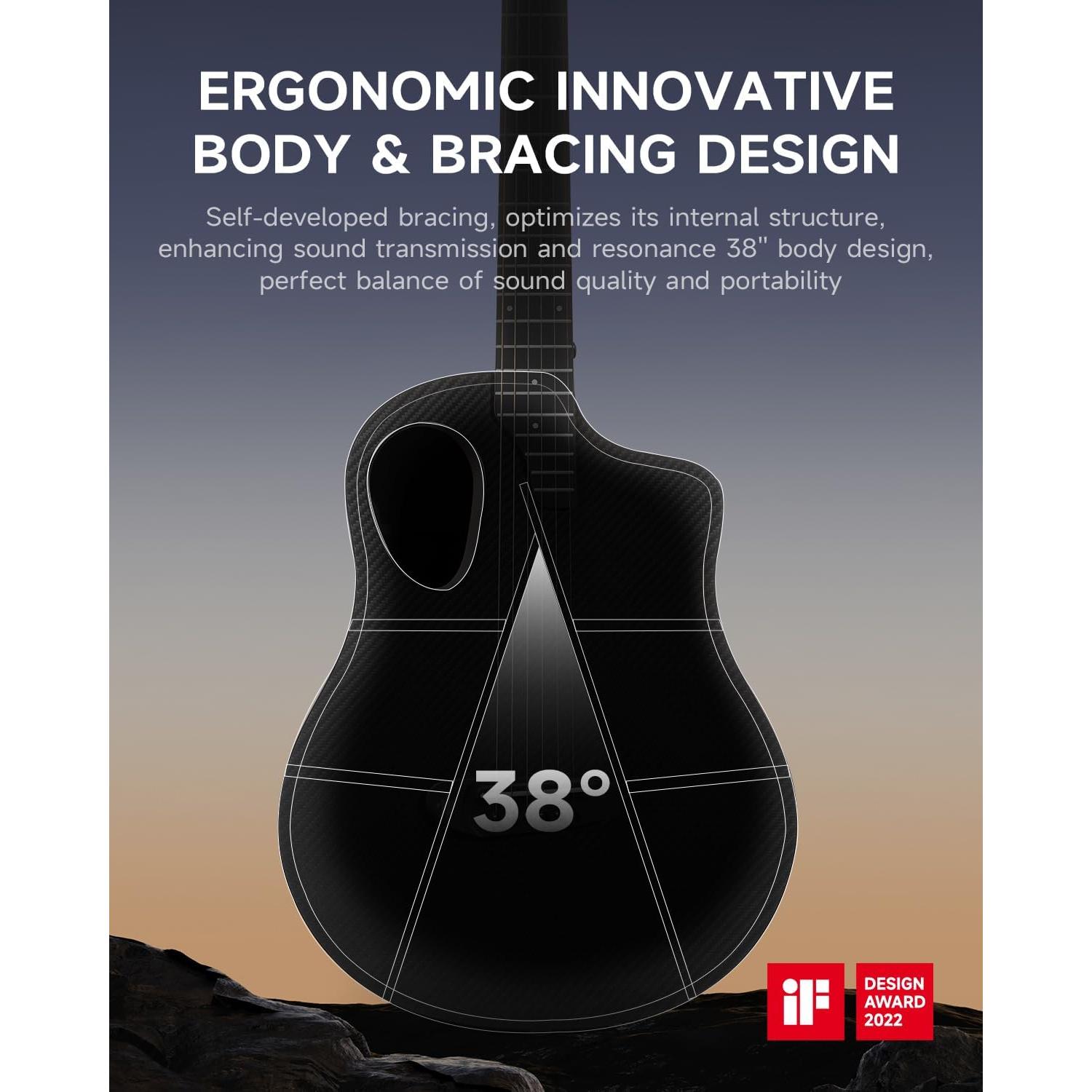 Guitarra Acústica Donner RISING-G1 38" Carbono y Caoba