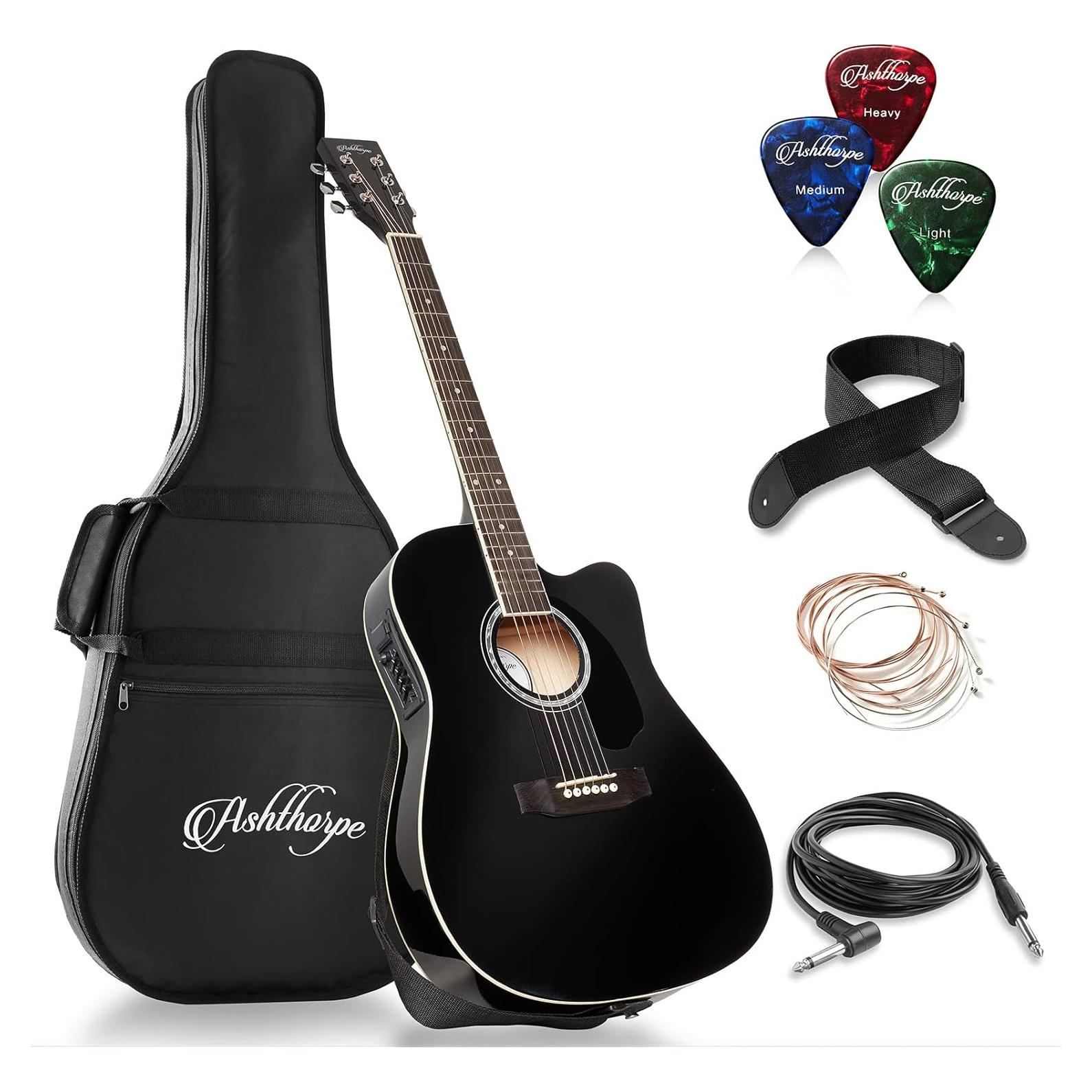 Guitarra Acústica-Eléctrica Ashthorpe 41" Negro con Ecualizador