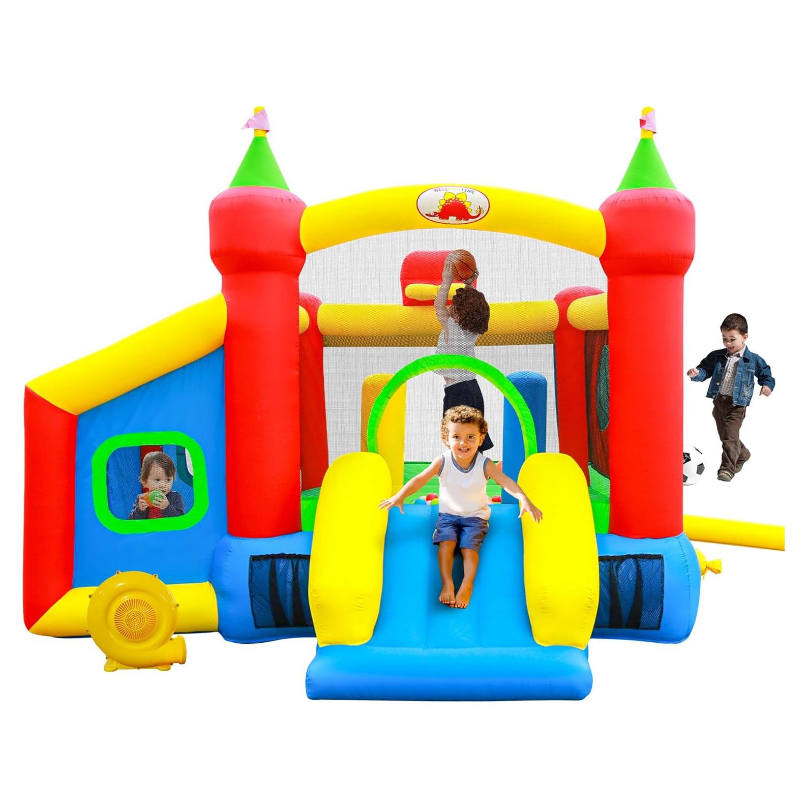 Casa Inflable de Rebote WELLFUNTIME SUVELAM con Tobogán y Piscina