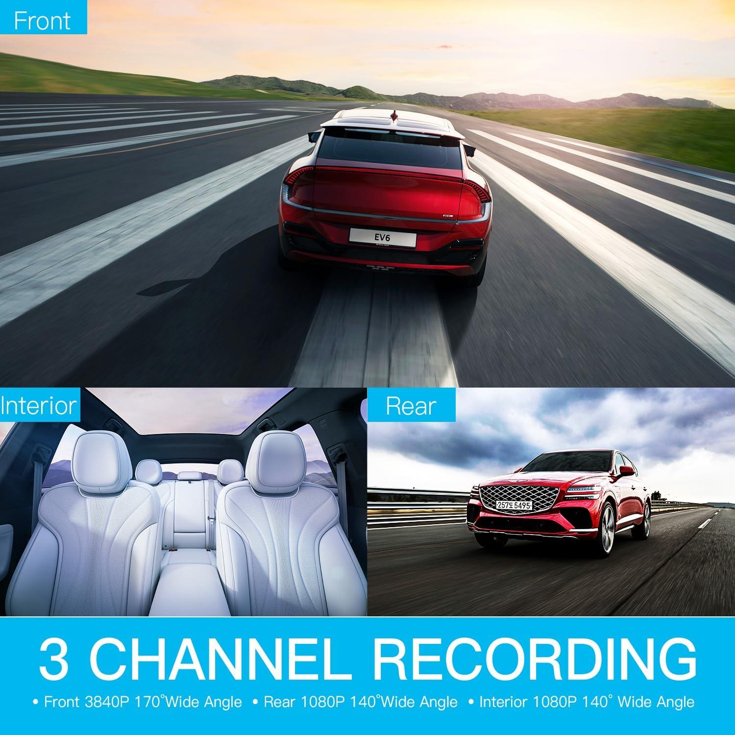 Cámara Dash OENBATOM F7 4K + 1080P, GPS, Wi-Fi, 128GB