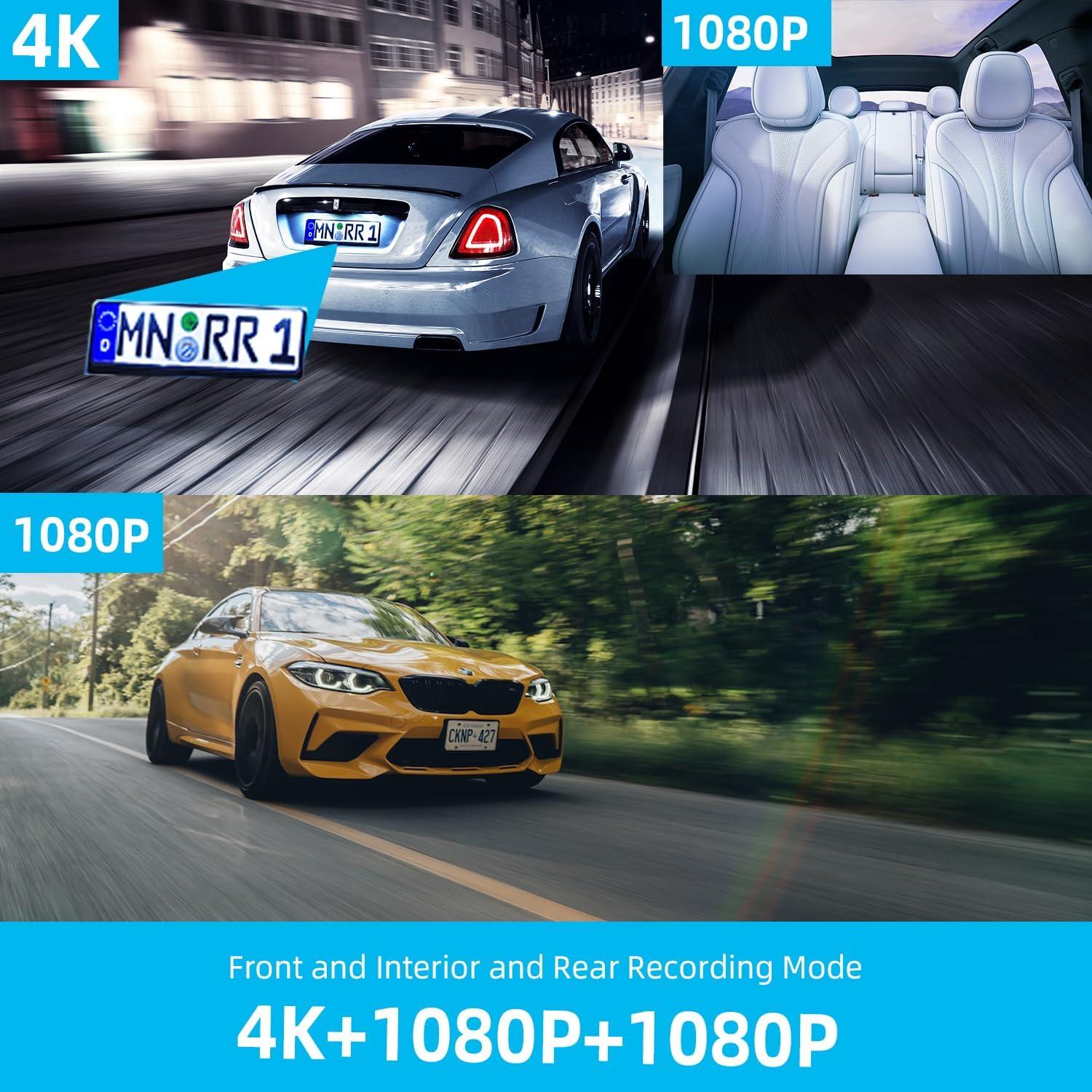 Cámara Dash OENBATOM F7 4K + 1080P, GPS, Wi-Fi, 128GB