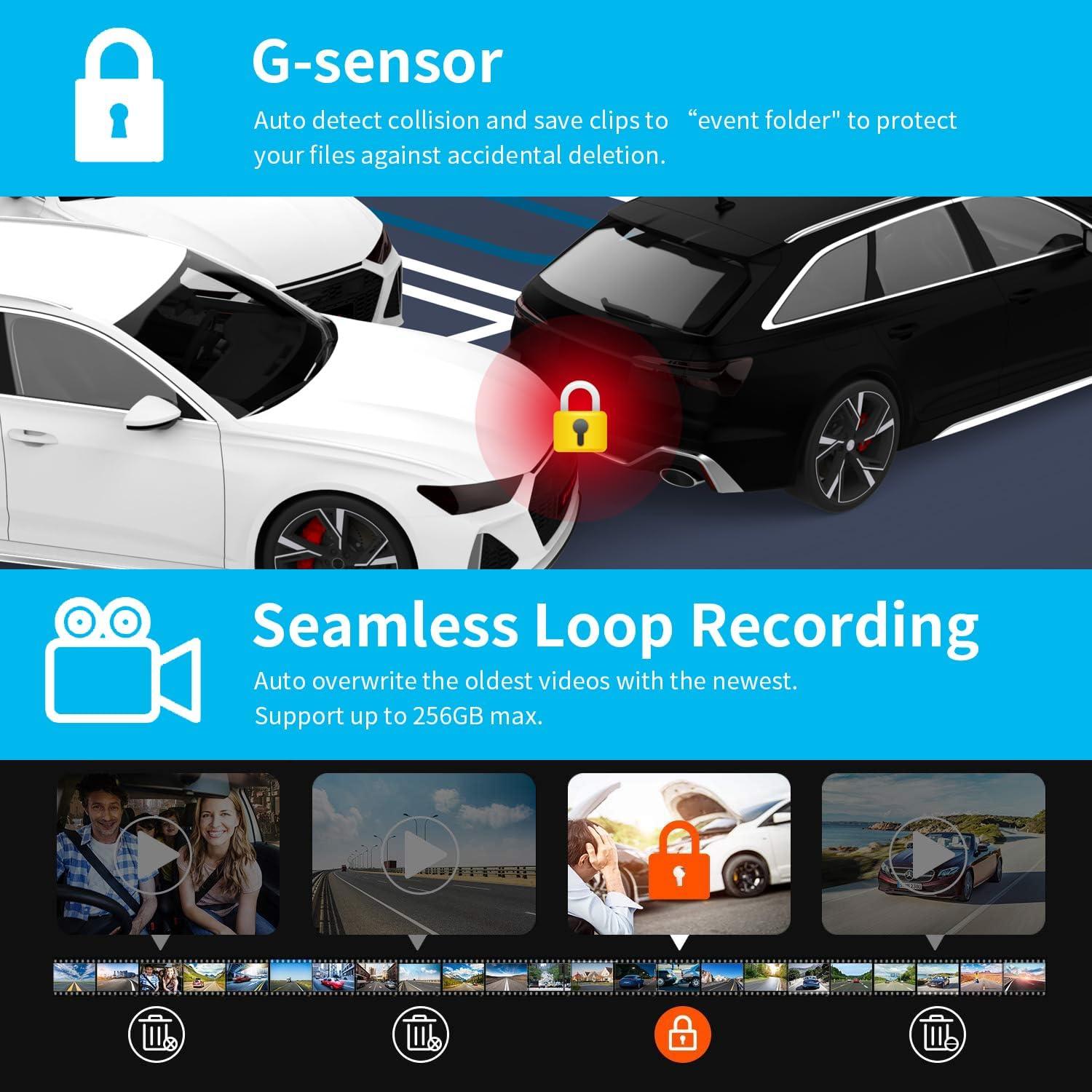 Cámara Dash OENBATOM F7 4K + 1080P, GPS, Wi-Fi, 128GB