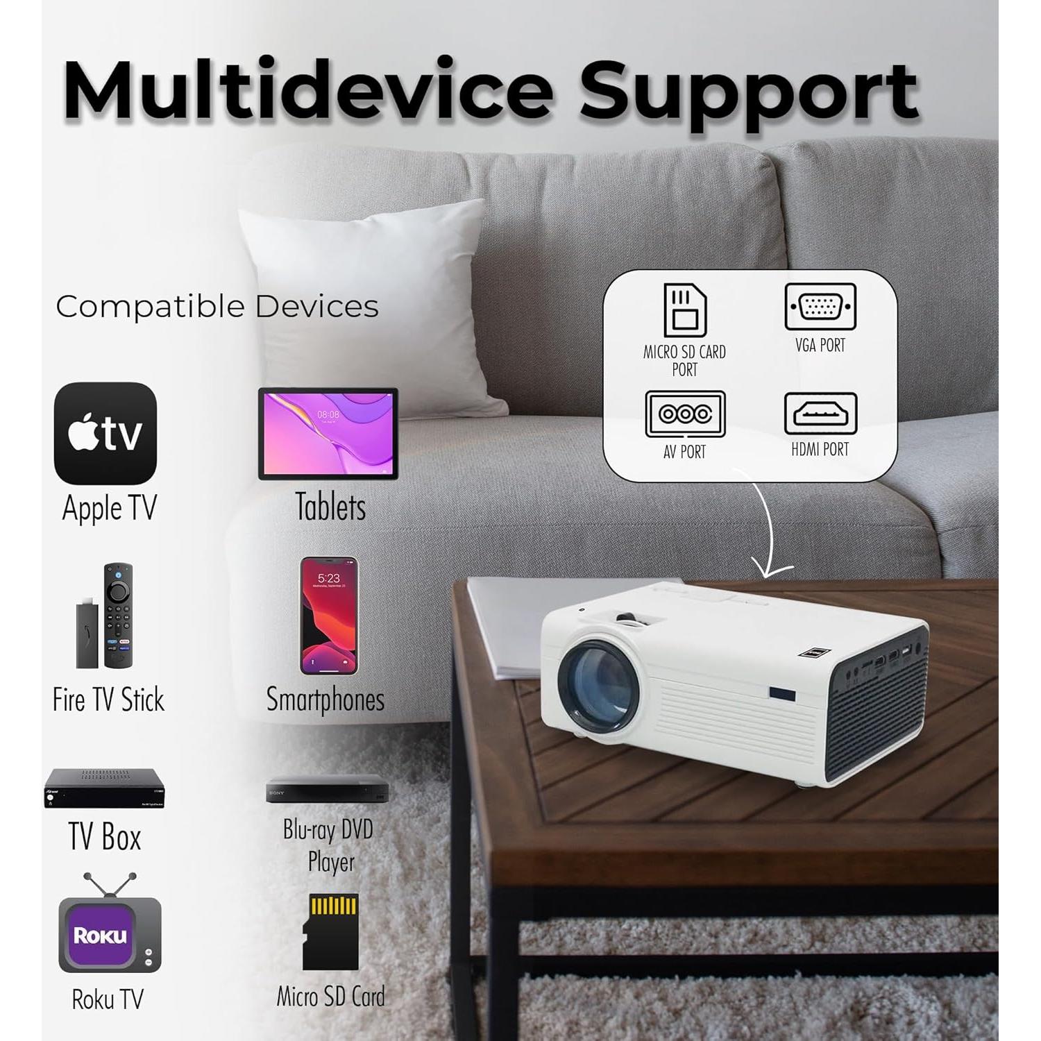 Proyector RCA RPJ199COMBO Bluetooth con Pantalla 100" Plegable