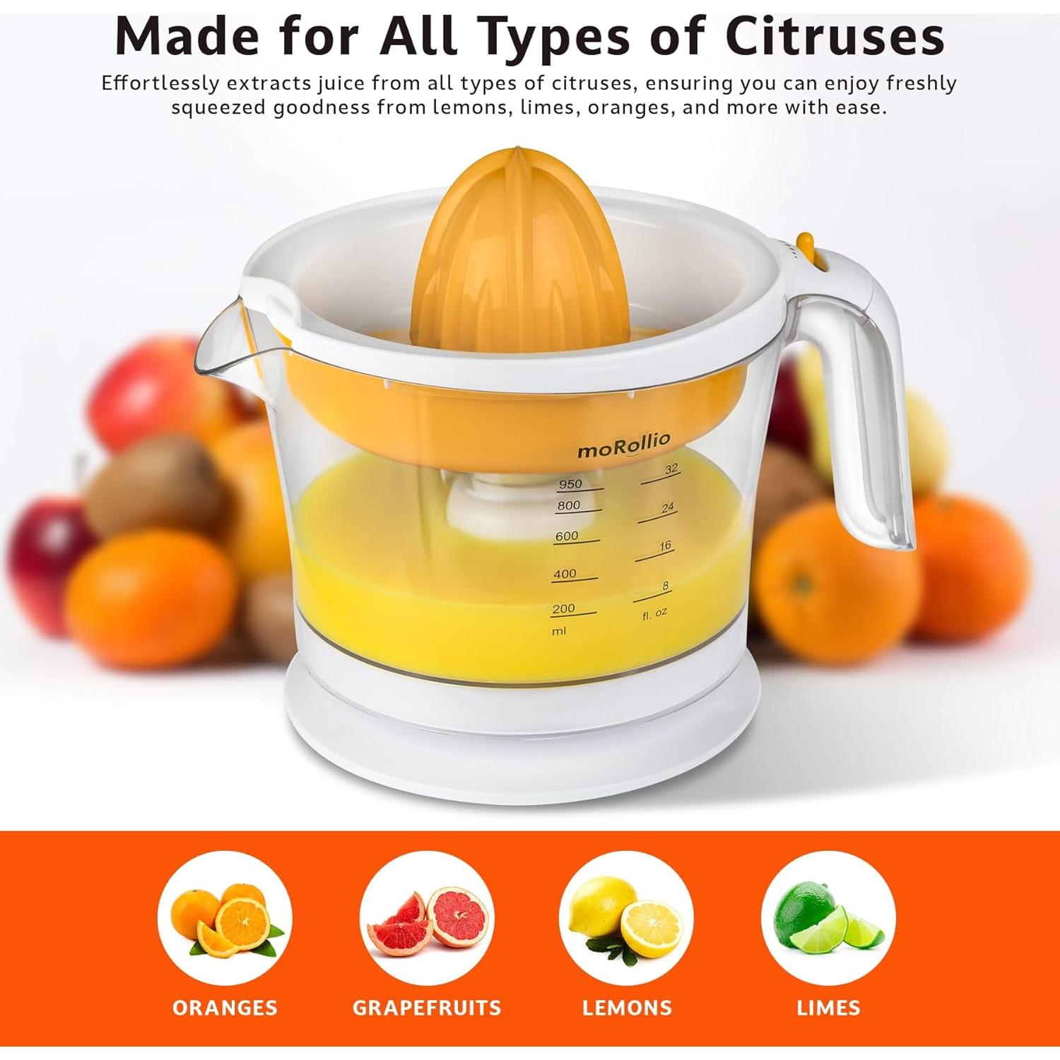 Exprimidor Eléctrico de Cítricos moRollio 32oz con Control de Pulpa
