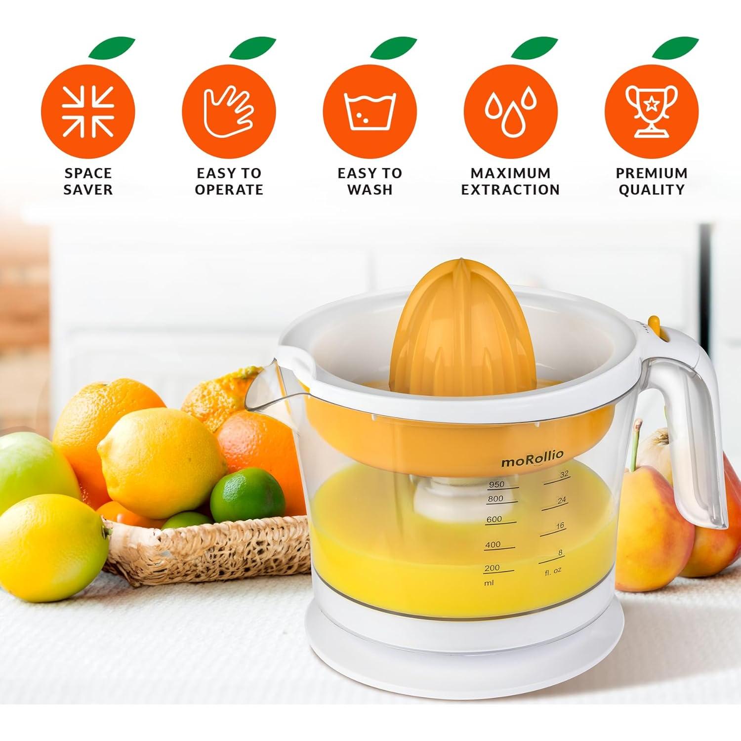 Exprimidor Eléctrico de Cítricos moRollio 32oz con Control de Pulpa