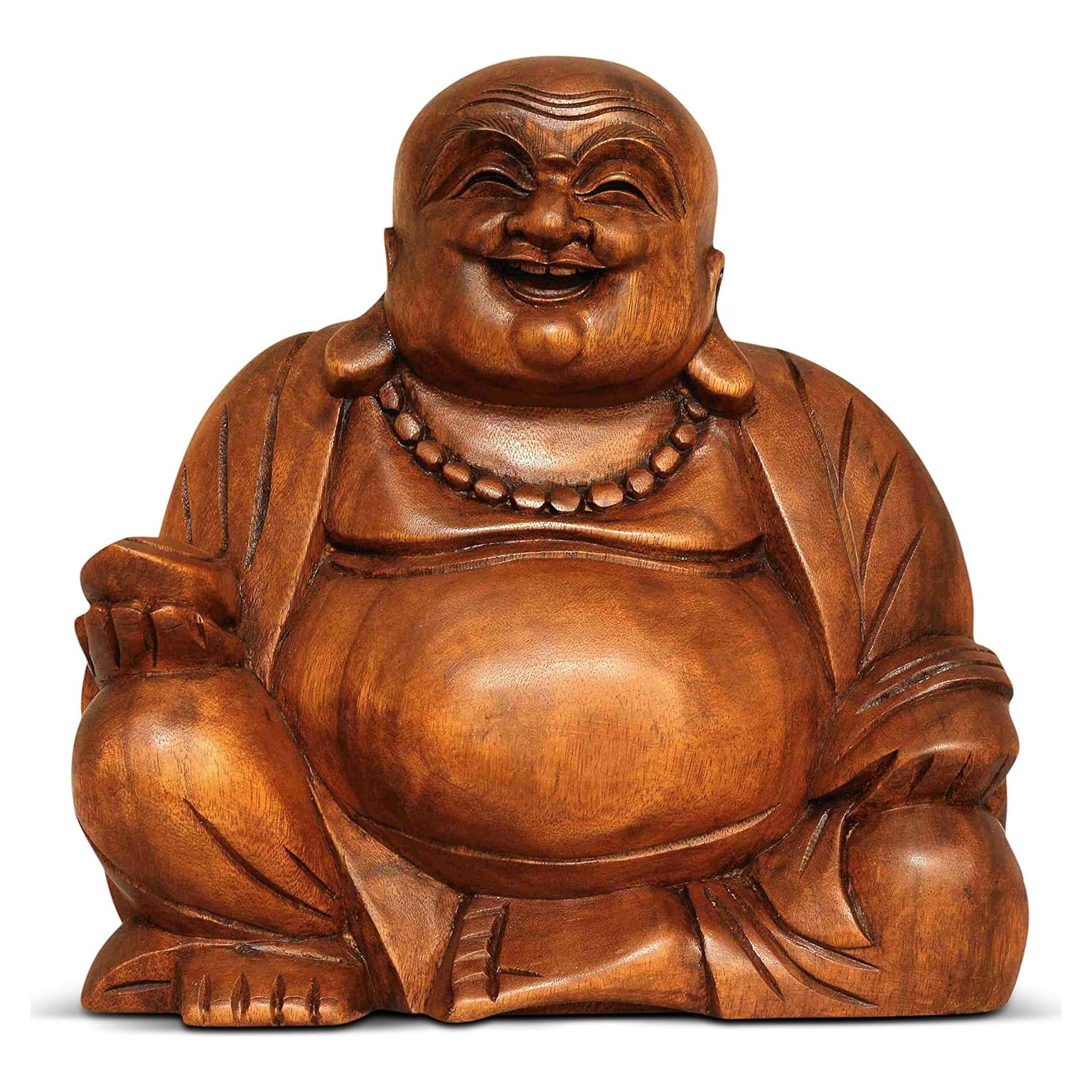 Estatua de Buda Feliz de Madera G6 Collection 20 cm Hecha a Mano