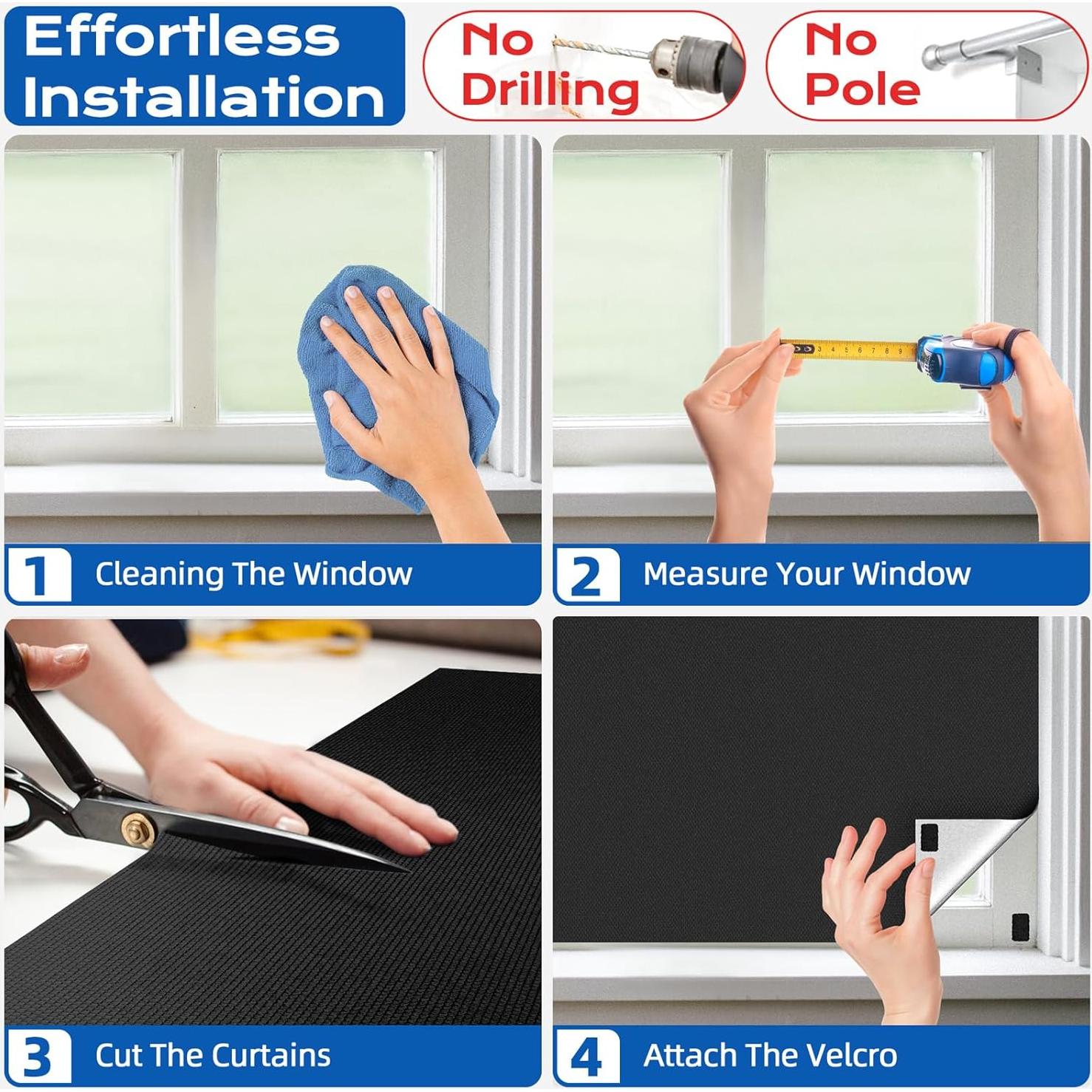 Cortinas Blackout Tlany 99x147 cm para Dormitorio - Negros