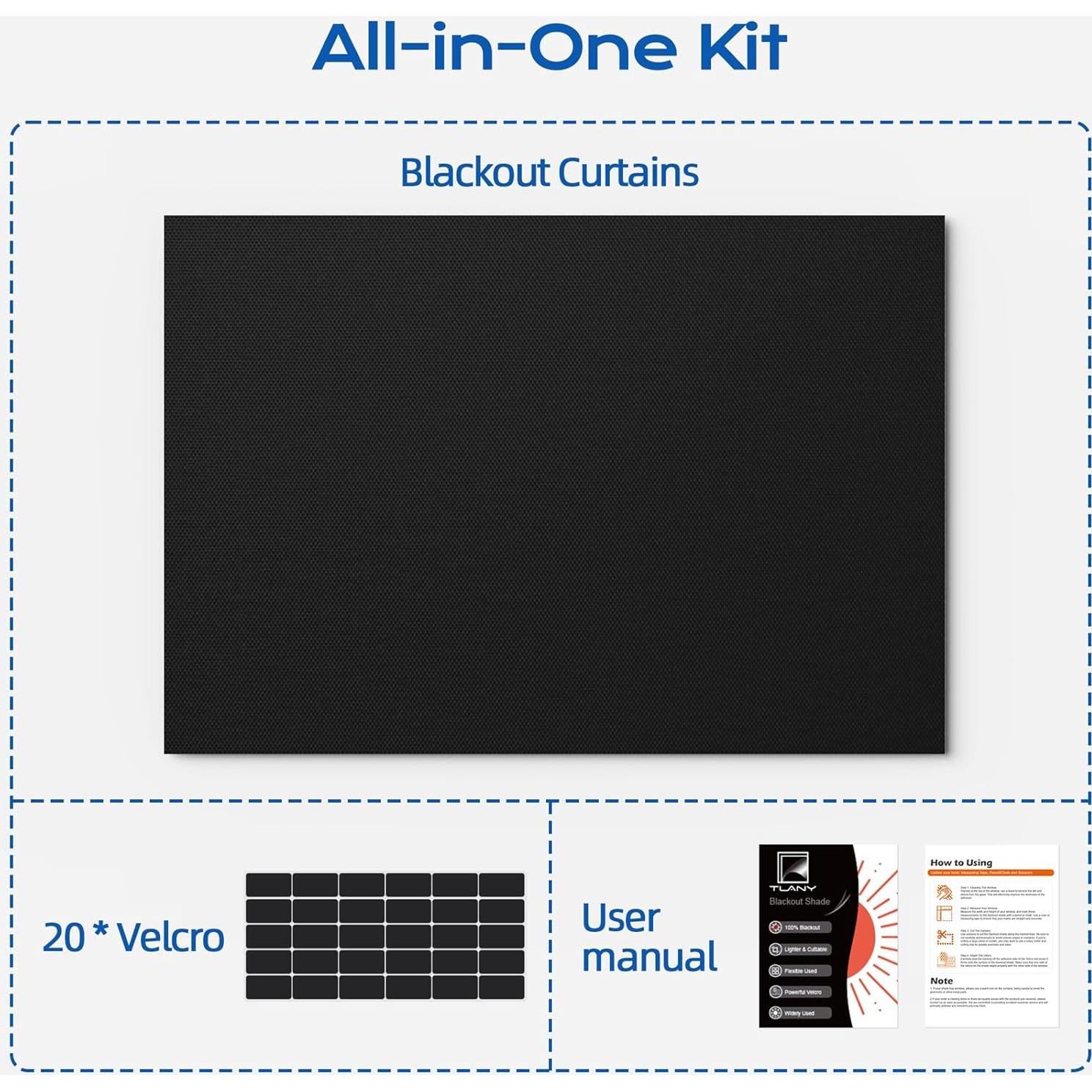 Cortinas Blackout Tlany 99x147 cm para Dormitorio - Negros