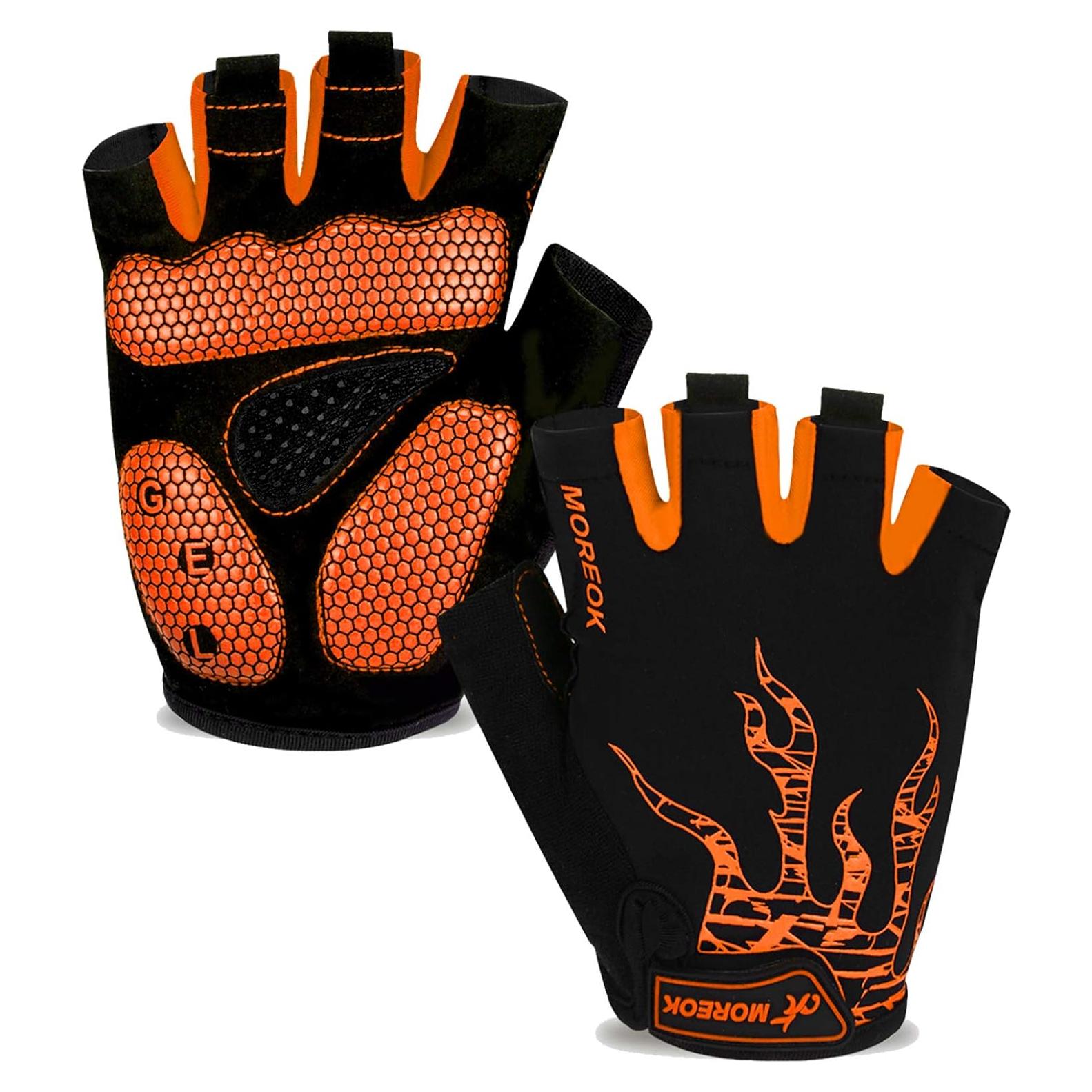Guantes de Ciclismo MOREOK Medianos Naranja con Gel 5MM