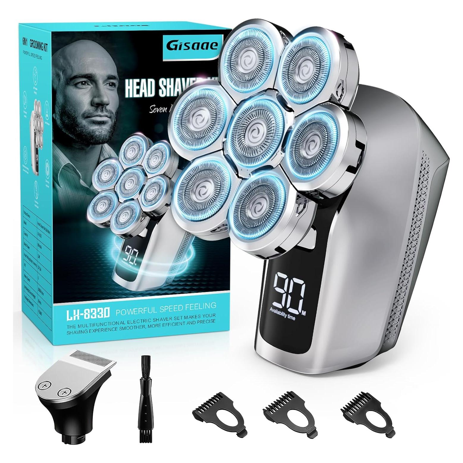 Afeitadora eléctrica Gisaae 7D impermeable para cabeza calva