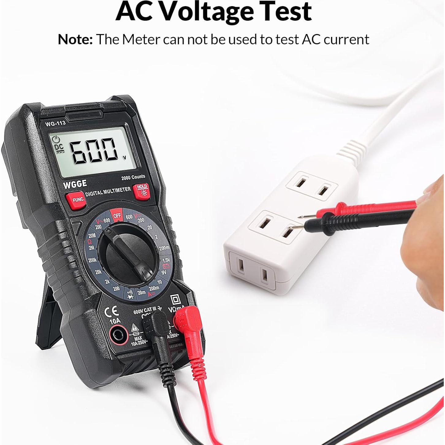 Multímetro Digital WGGE WG-113 con Estuche y Cables de Prueba