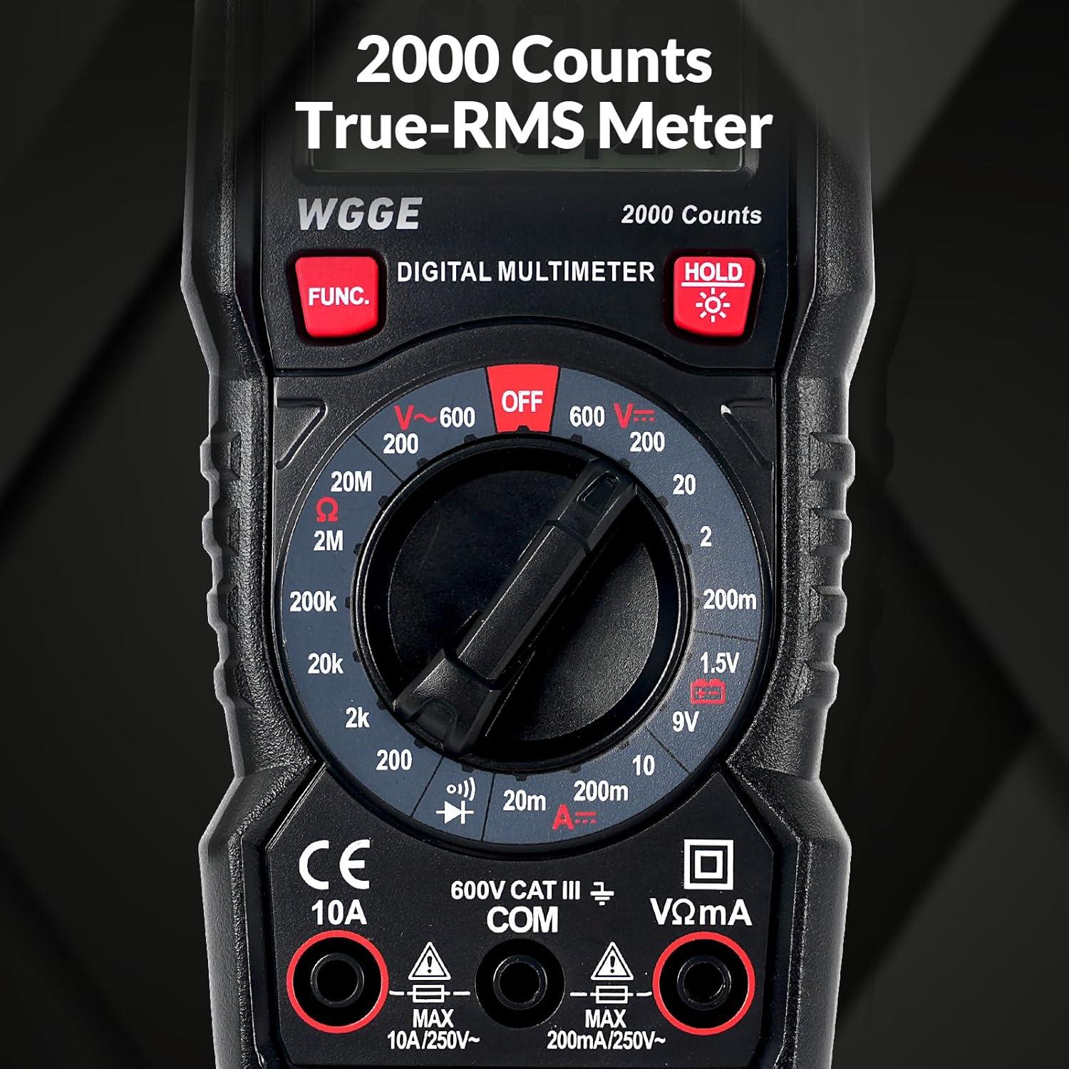 Multímetro Digital WGGE WG-113 con Estuche y Cables de Prueba