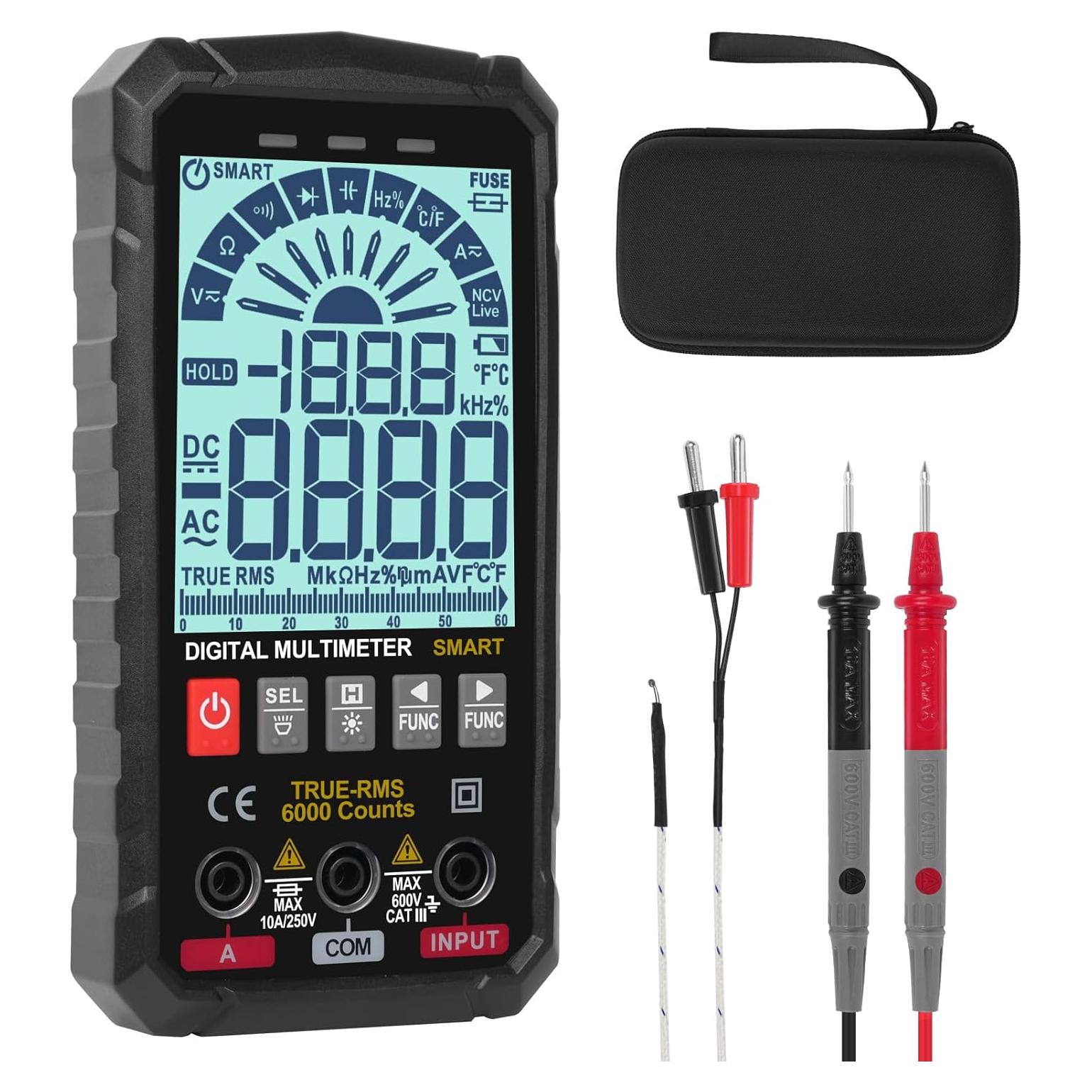 Multímetro Digital WGGE 6000 Cuentas TRMS con Pantalla LCD