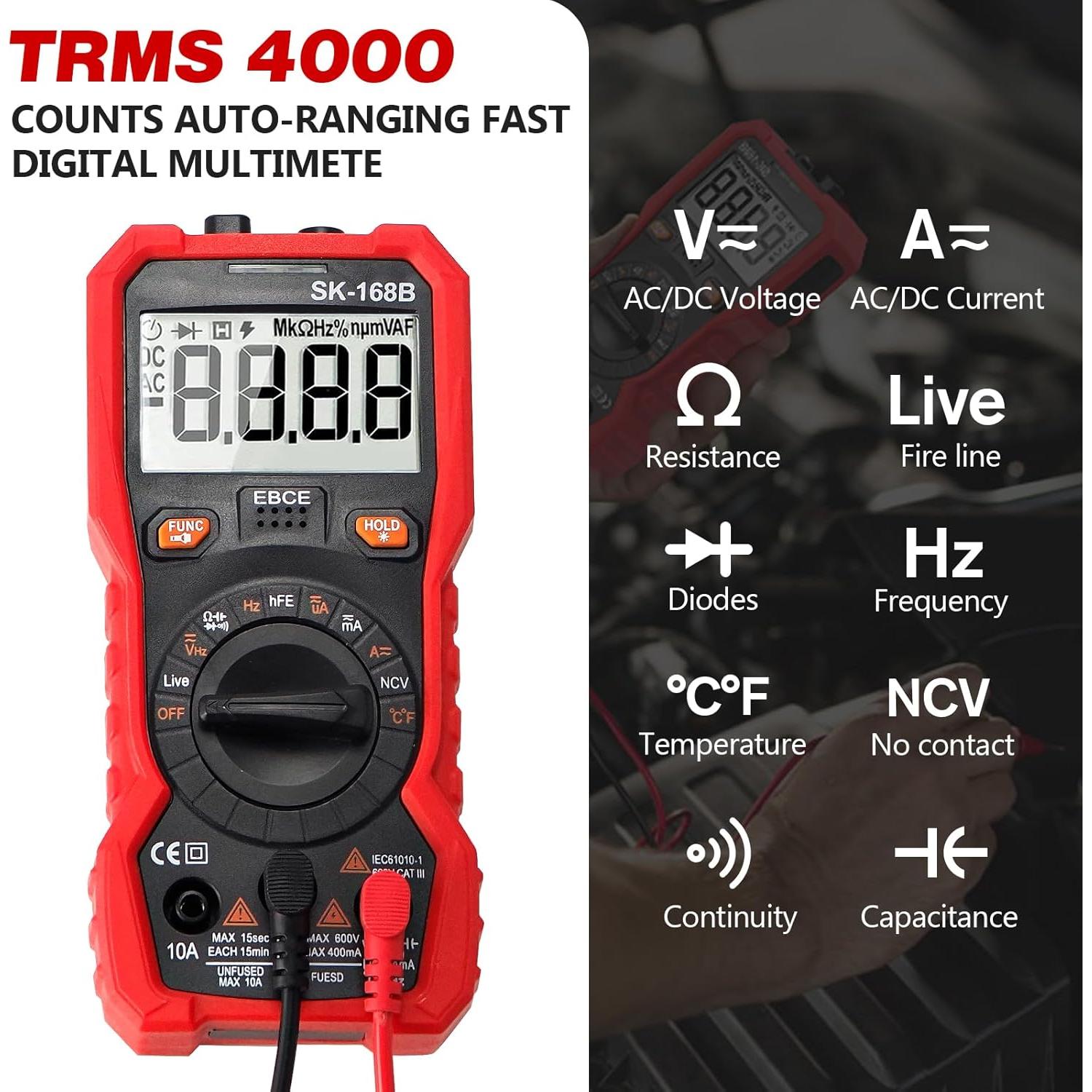 Multímetro Digital Beaquicy TRMS 4000 Cuentas 600V AC/DC