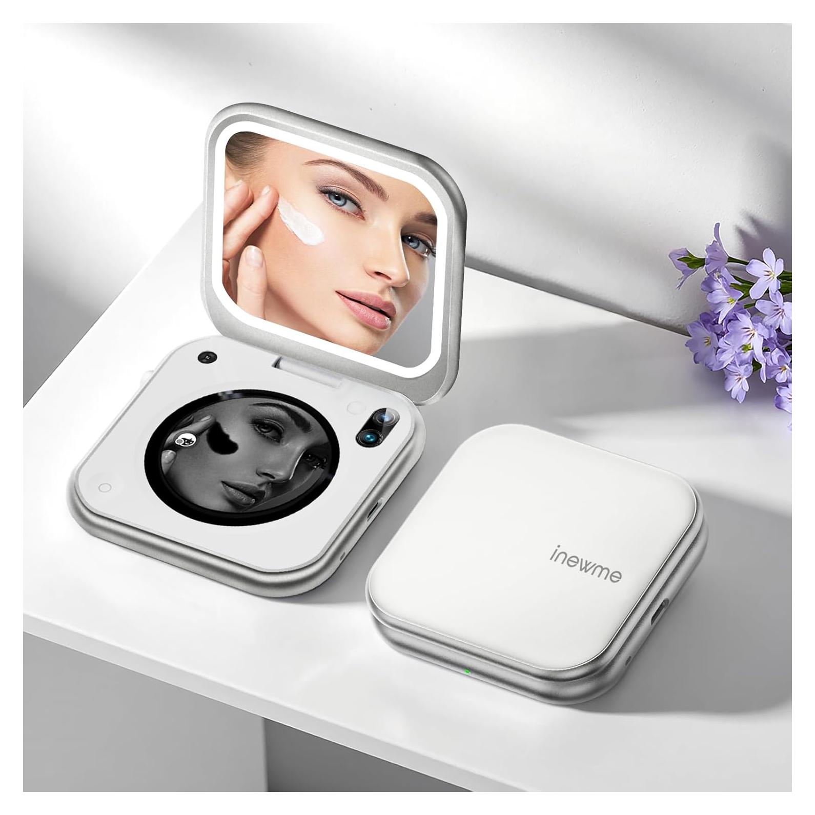 Espejo de Maquillaje Plegable inewme con Luz LED y Sensor UV