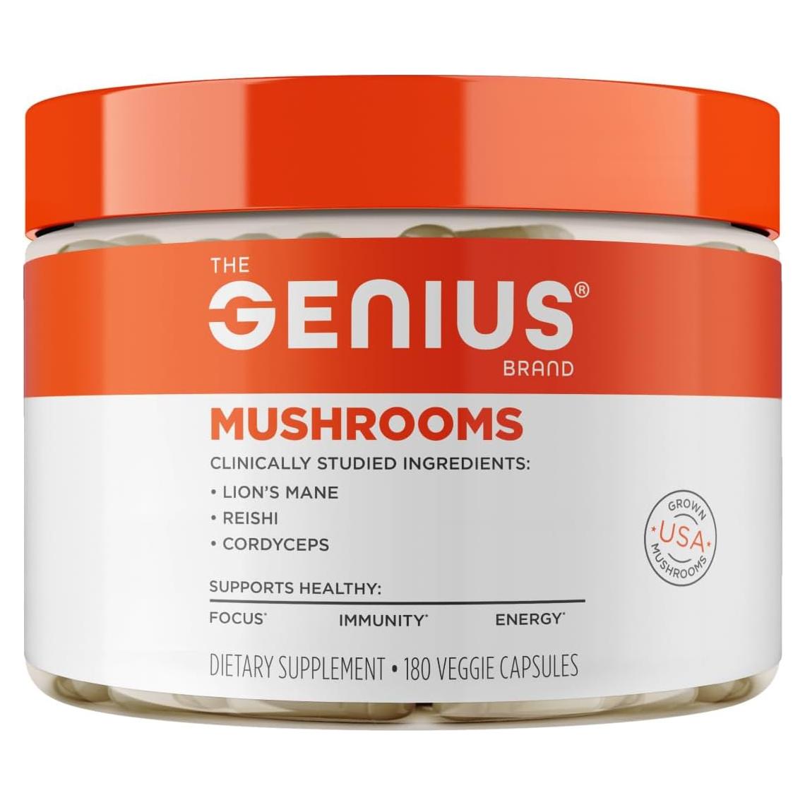 Suplemento de Hongo Genius - Melena de León y Reishi - 180 Cápsulas