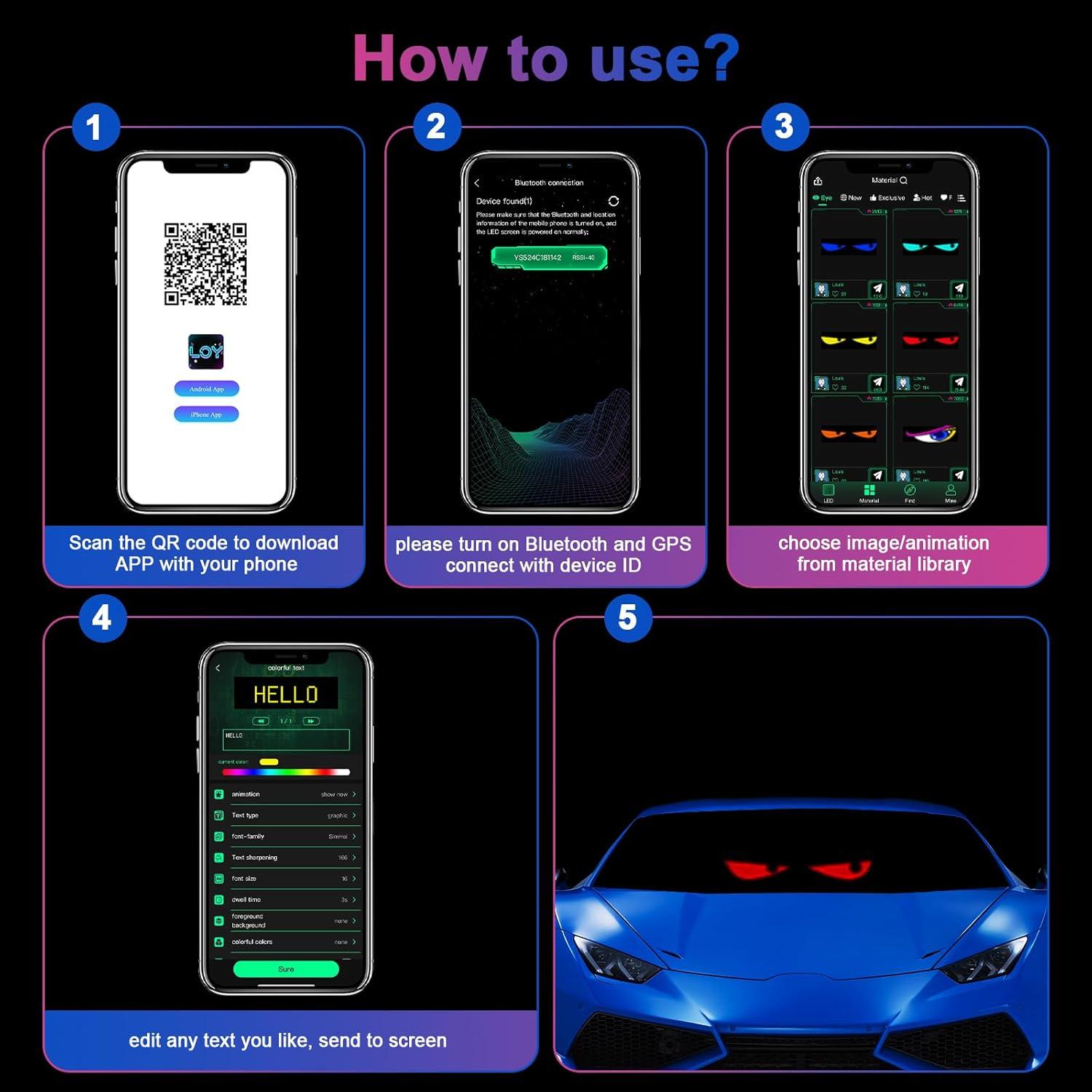 Señal LED Desplazable Programable Laooteyy 35.56x10.16cm RGB
