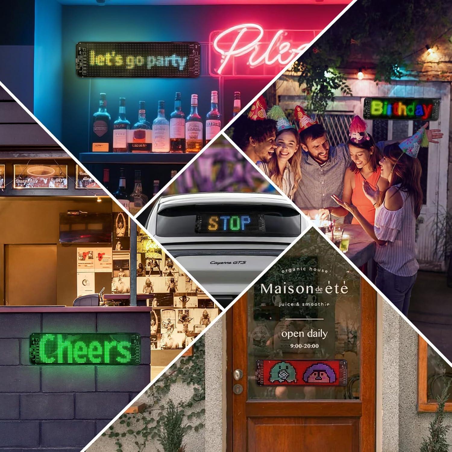 Señal LED Desplazable Programable Laooteyy 35.56x10.16cm RGB